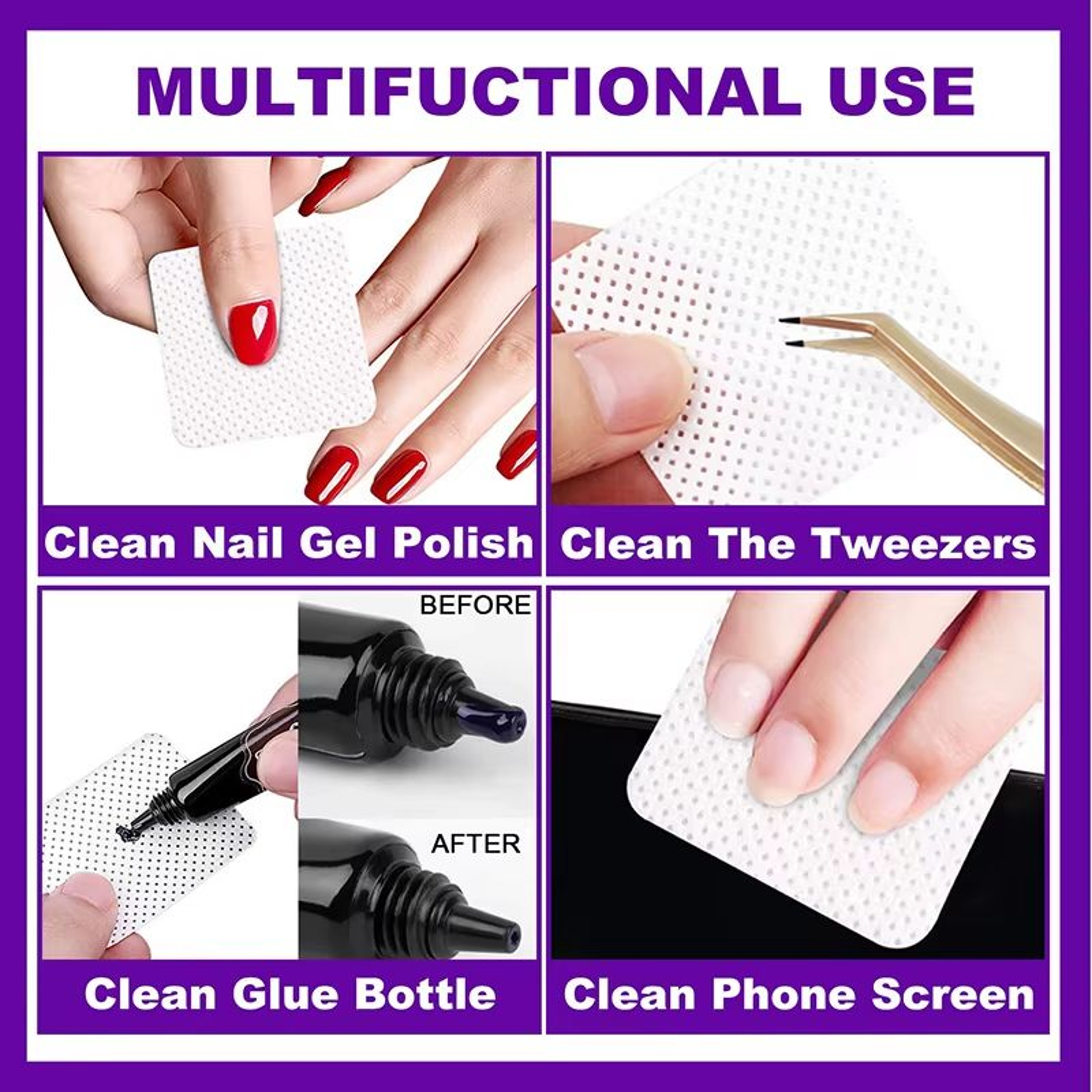 Lint Free Nail Wipes 100200300 Pieces  Absorbent Soft Nail Polish Remover Pads 1