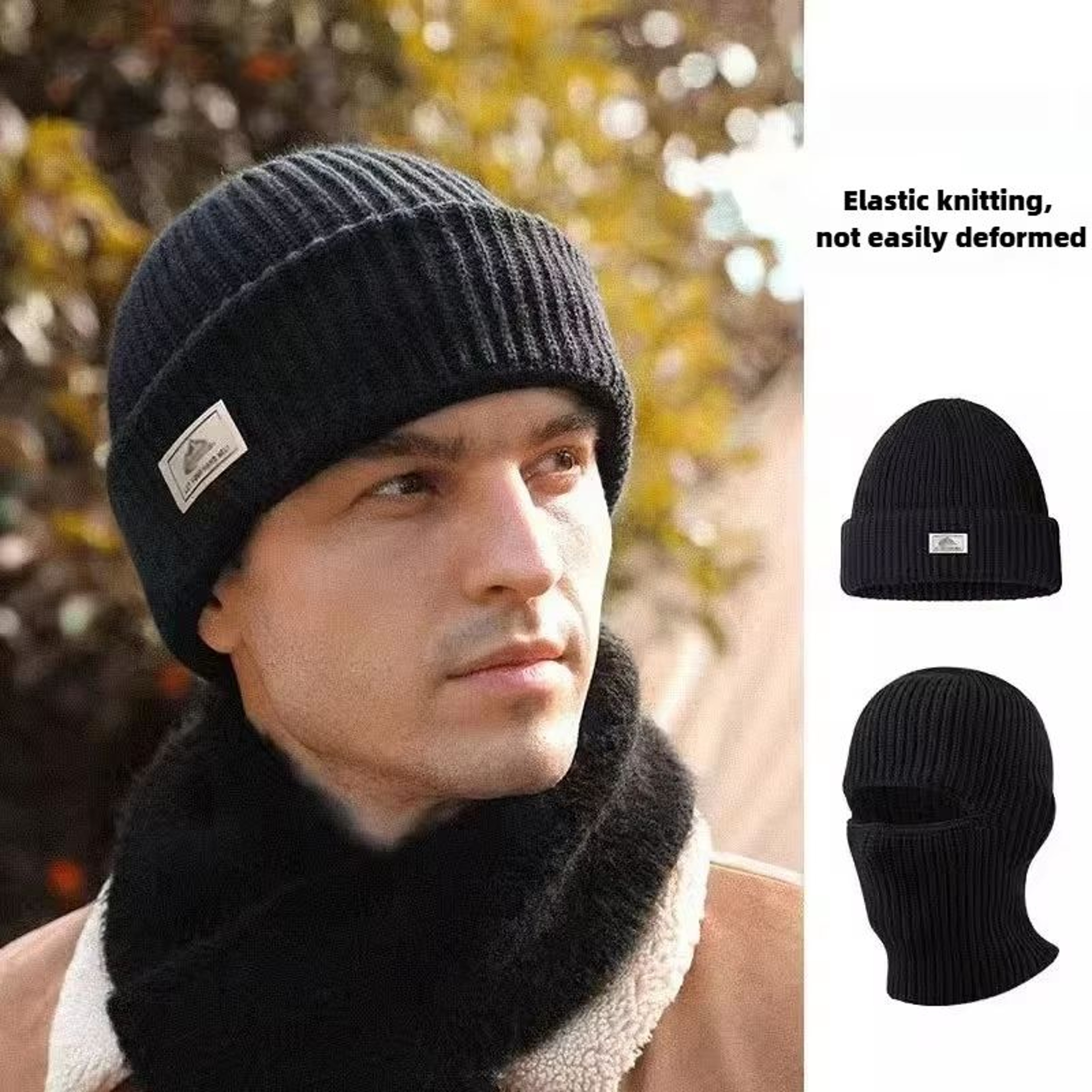 2in1 Winter Knit Beanie And Balaclava Hat Windproof Full Face Ski Mask Cap 5