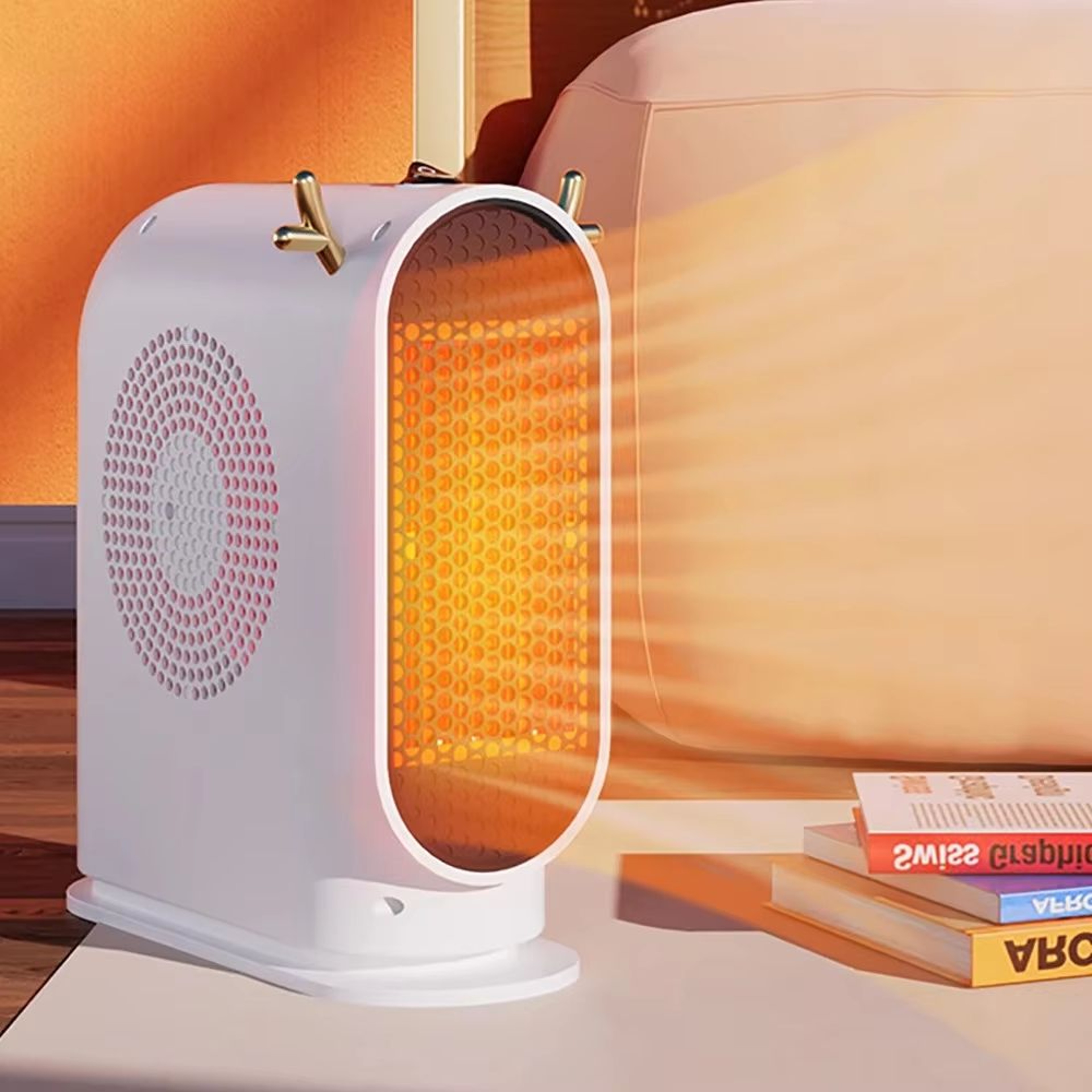 500W Portable Desktop Electric Heater With Thermostat Fan For Home 0
