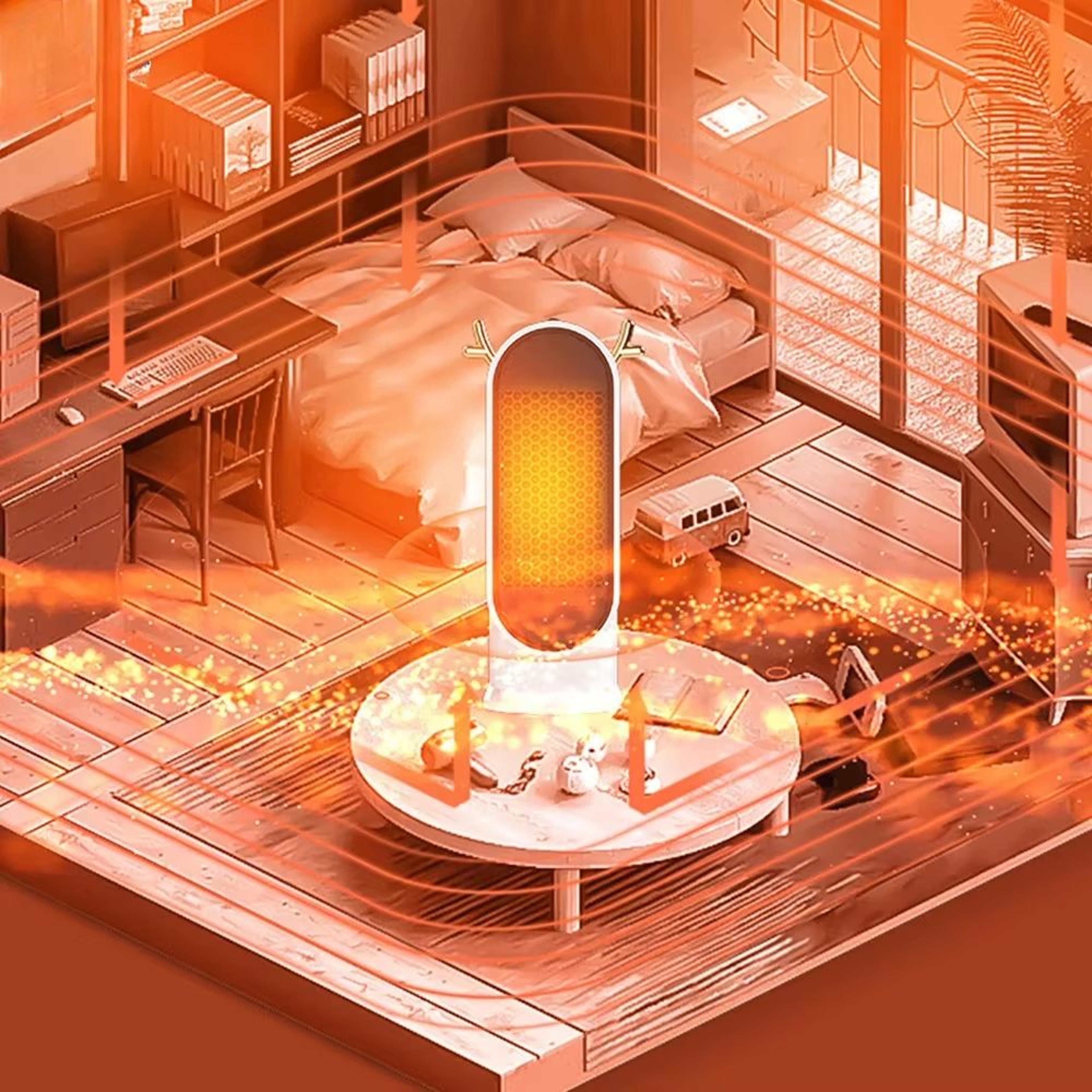 500W Portable Desktop Electric Heater With Thermostat Fan For Home 4
