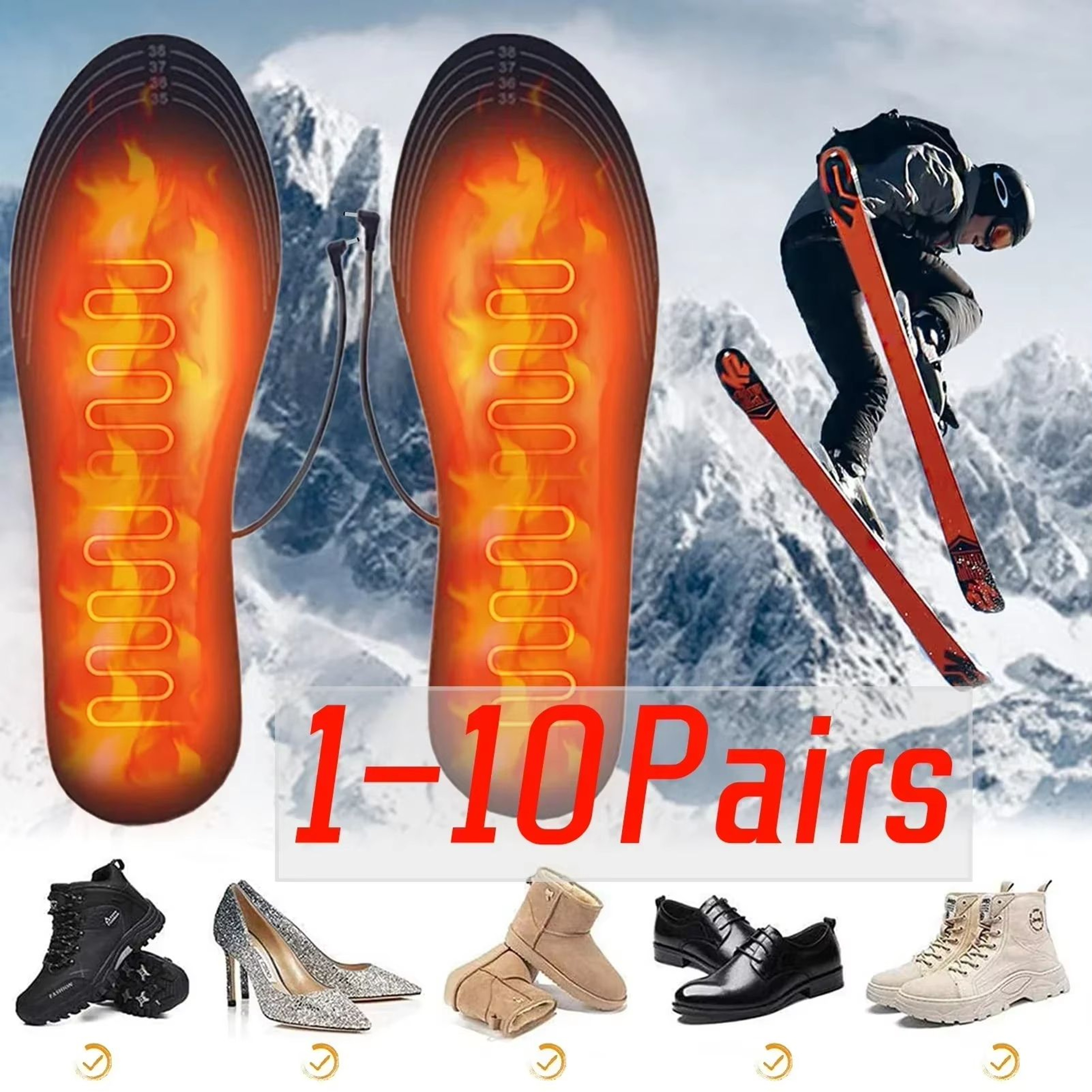 USB Heated Electric Insoles Warm Foot Warming Pads For Winter Outdoor Sports 1