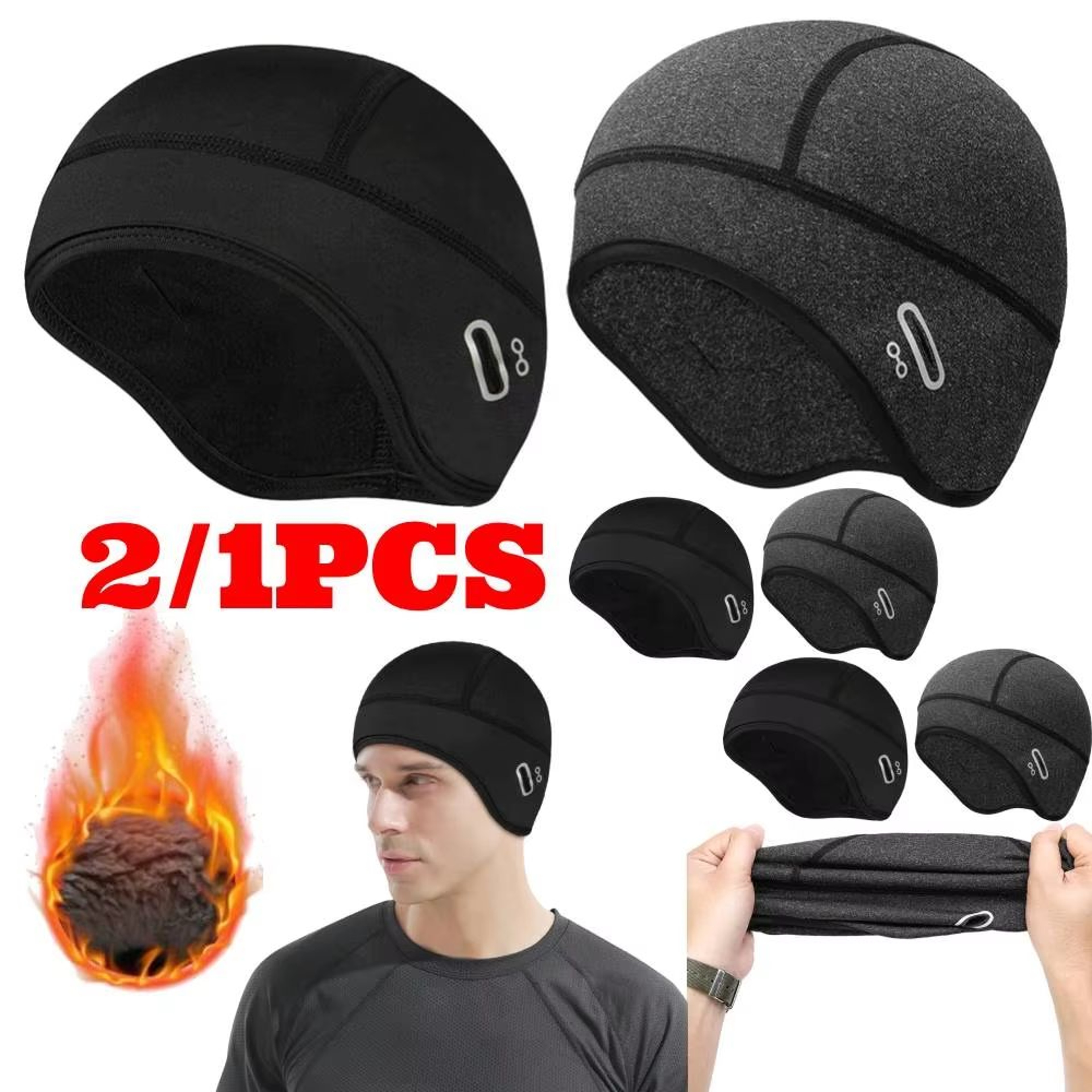 Winter Thermal Cycling Cap Outdoor Fleece Helmet Liner For Men Sports Beanie 0