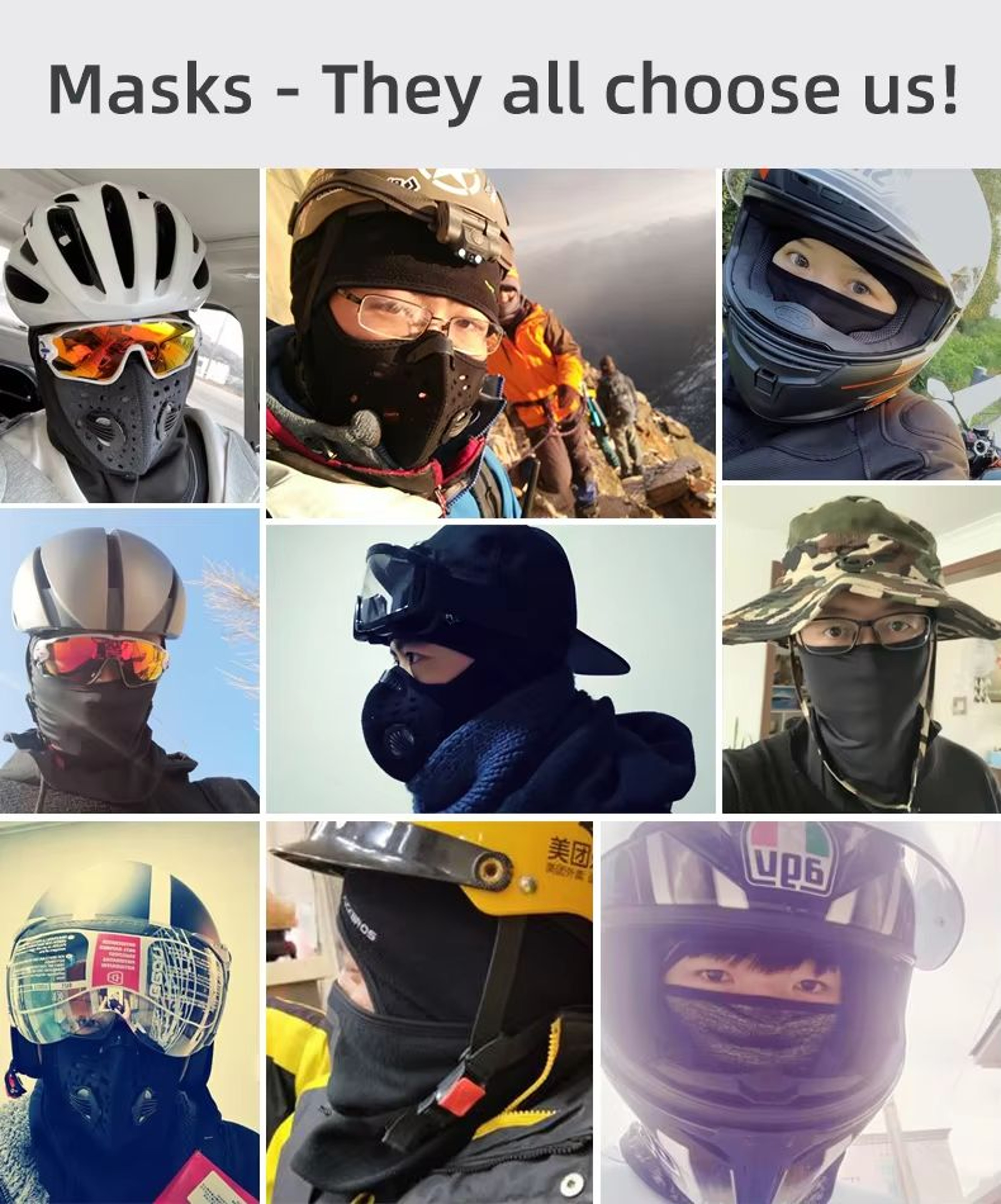 ROCKBROS Full Face Mask Warm Winter Balaclava Helmet Liner For Outdoor Sports 5