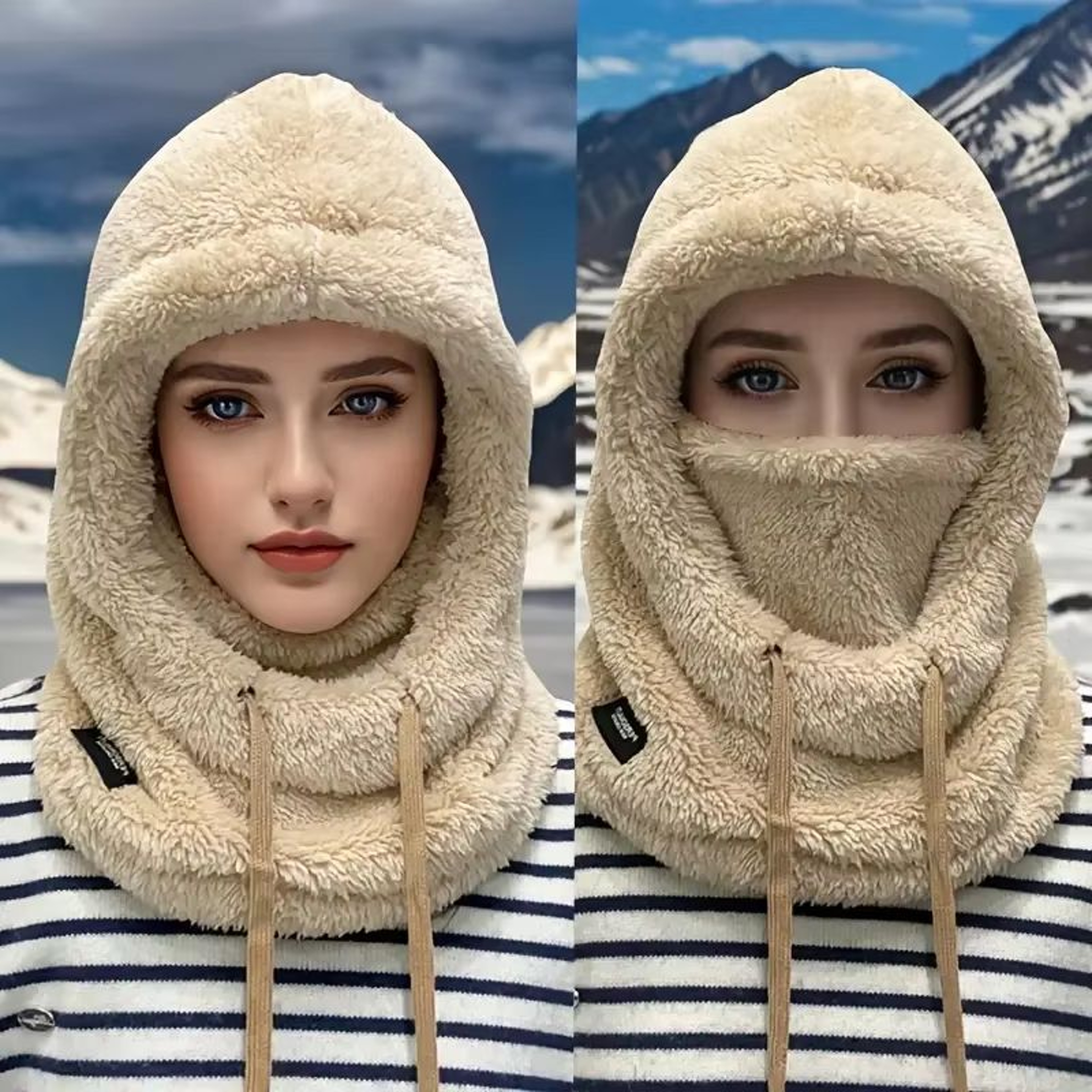 Winter Thermal Windproof Balaclava Ski Hood With Adjustable Neck Cover Full Face Mask 8