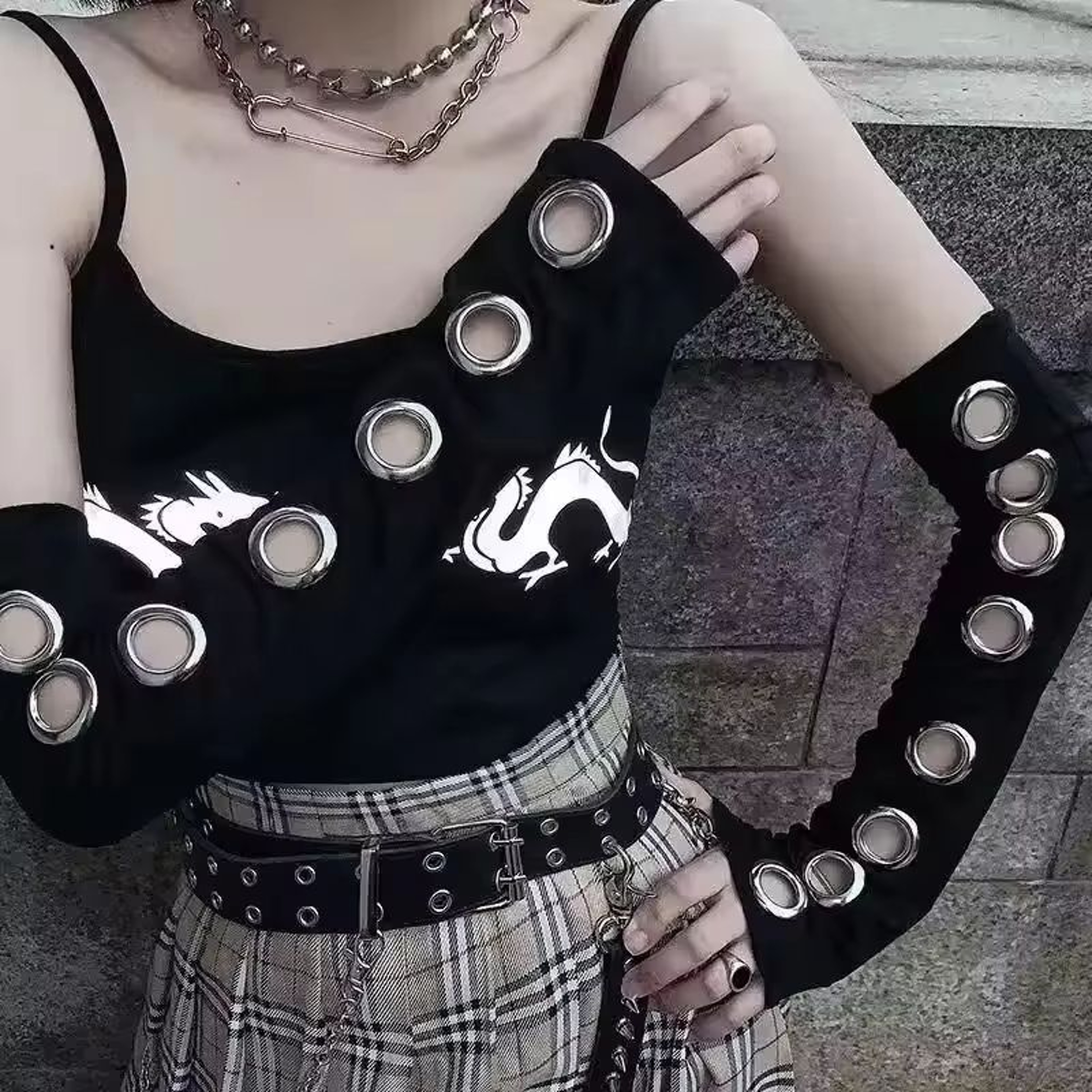 Personalized Y2K Punk Fingerless Buckle Gloves For Women 4