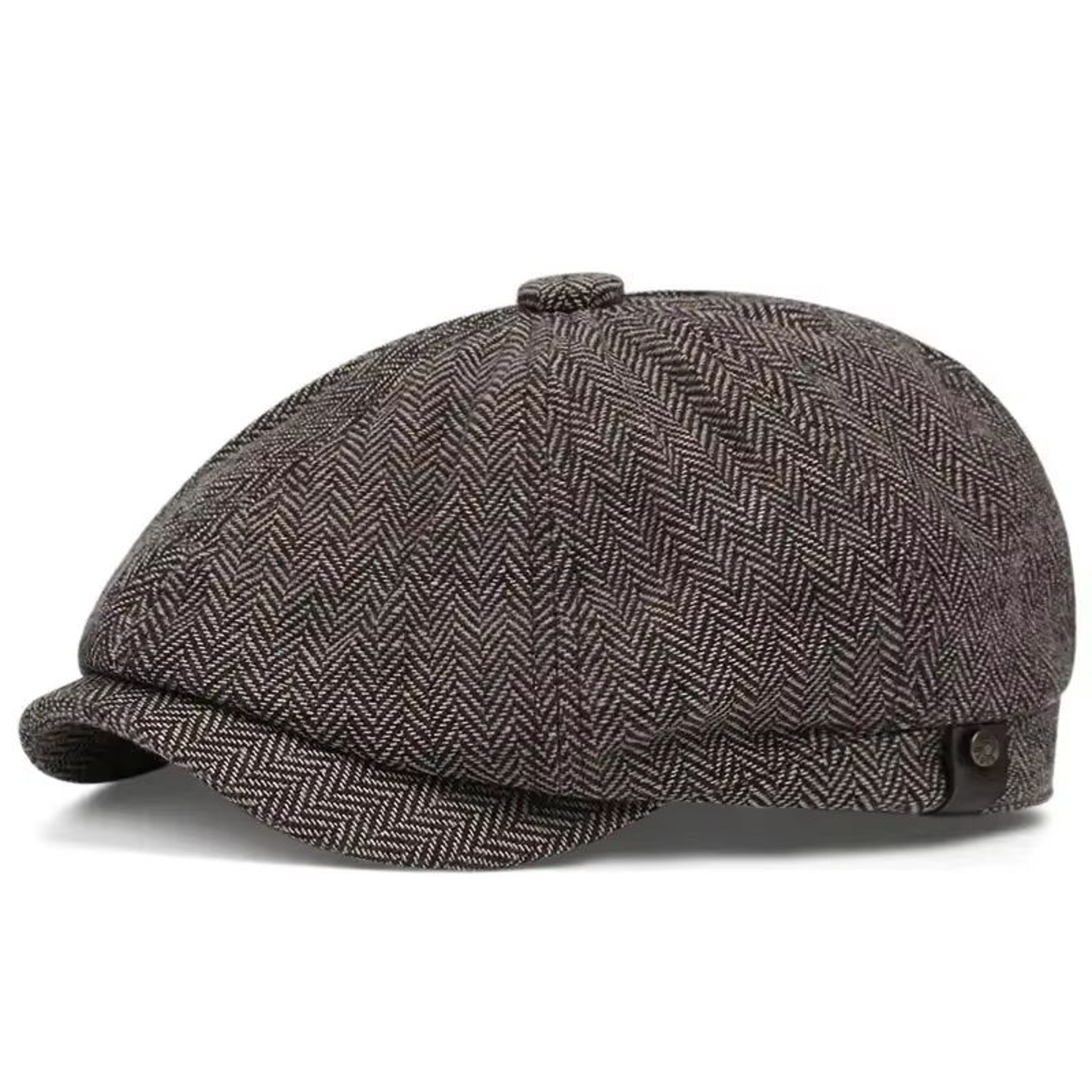 Mens Vintage Striped Herringbone Octagonal Beret Hat 10