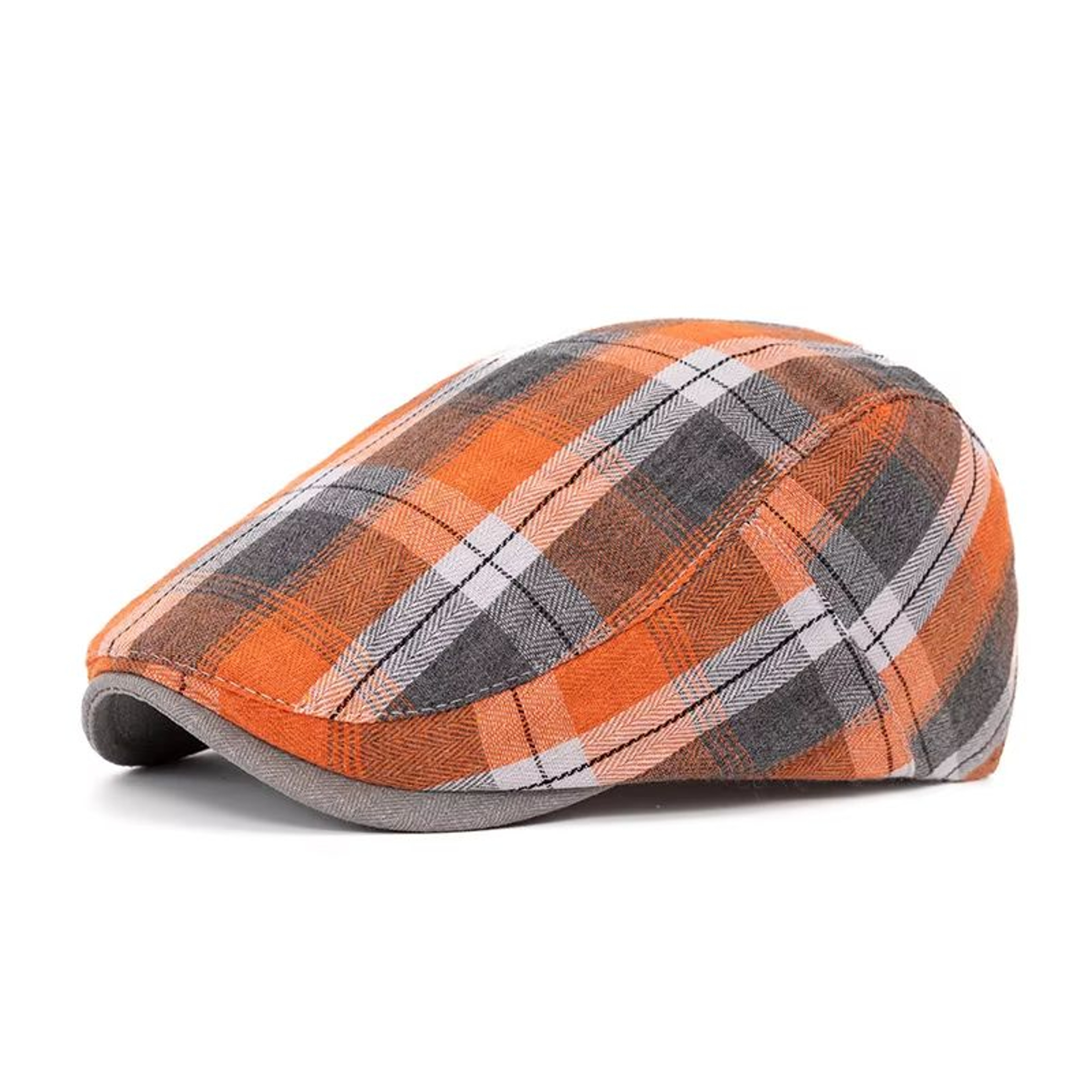 Mens Vintage Striped Herringbone Octagonal Beret Hat 18