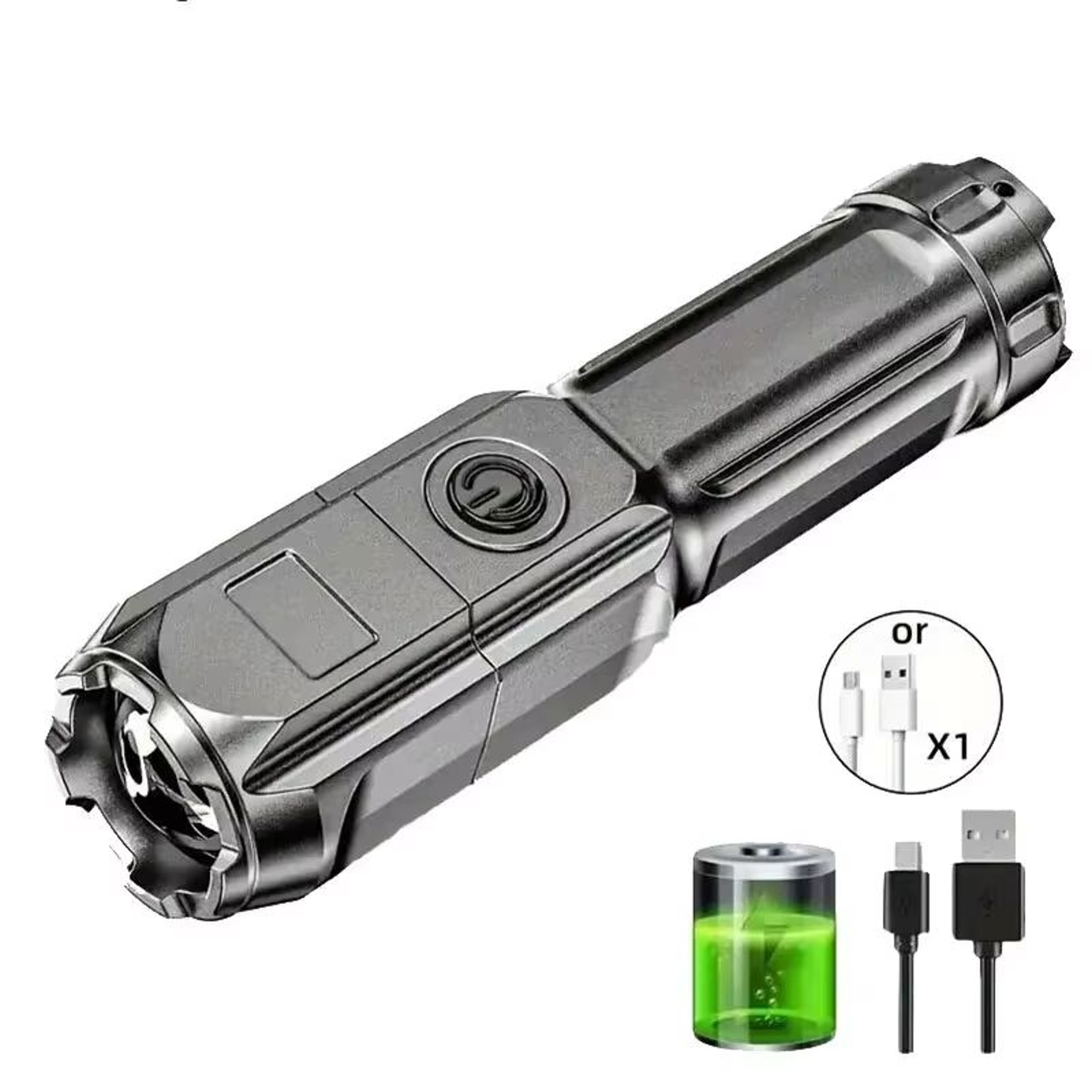 Rechargeable Waterproof Tactical LED Flashlight With Zoom 6