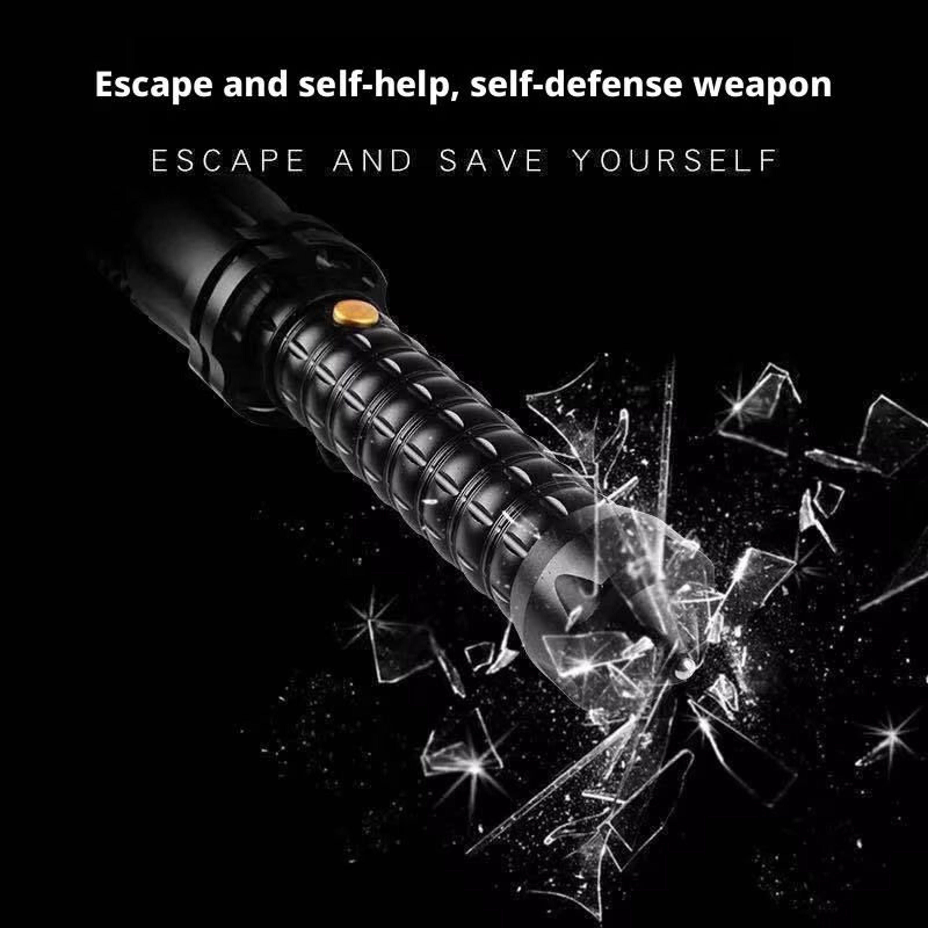 Rechargeable Tactical SelfDefense Flashlight With Window Breaker And Emergency Tool 2