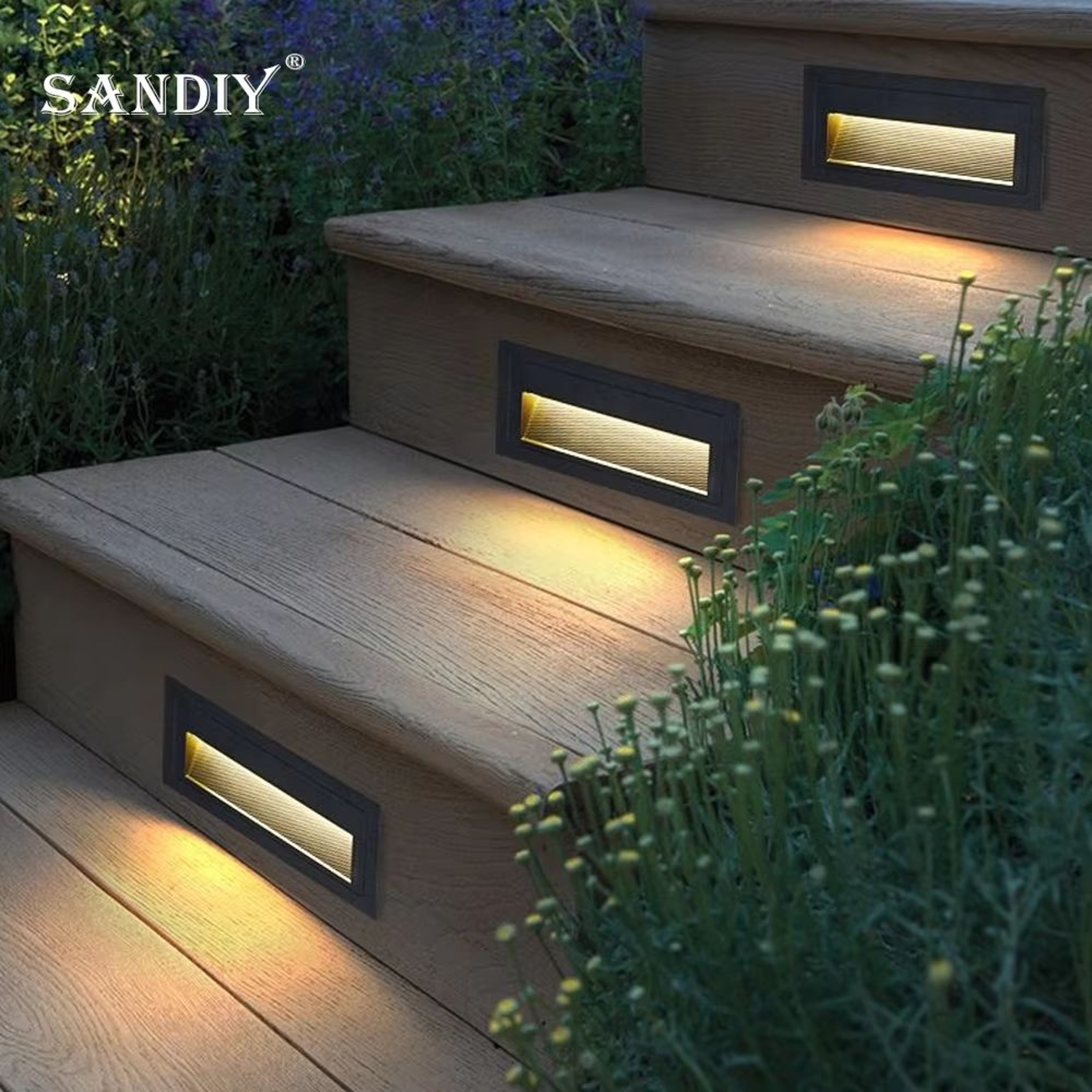 SANDIY Waterproof LED Stair And Step Light Outdoor Wall Sconce  Embedded Nightlight For House Yard  5