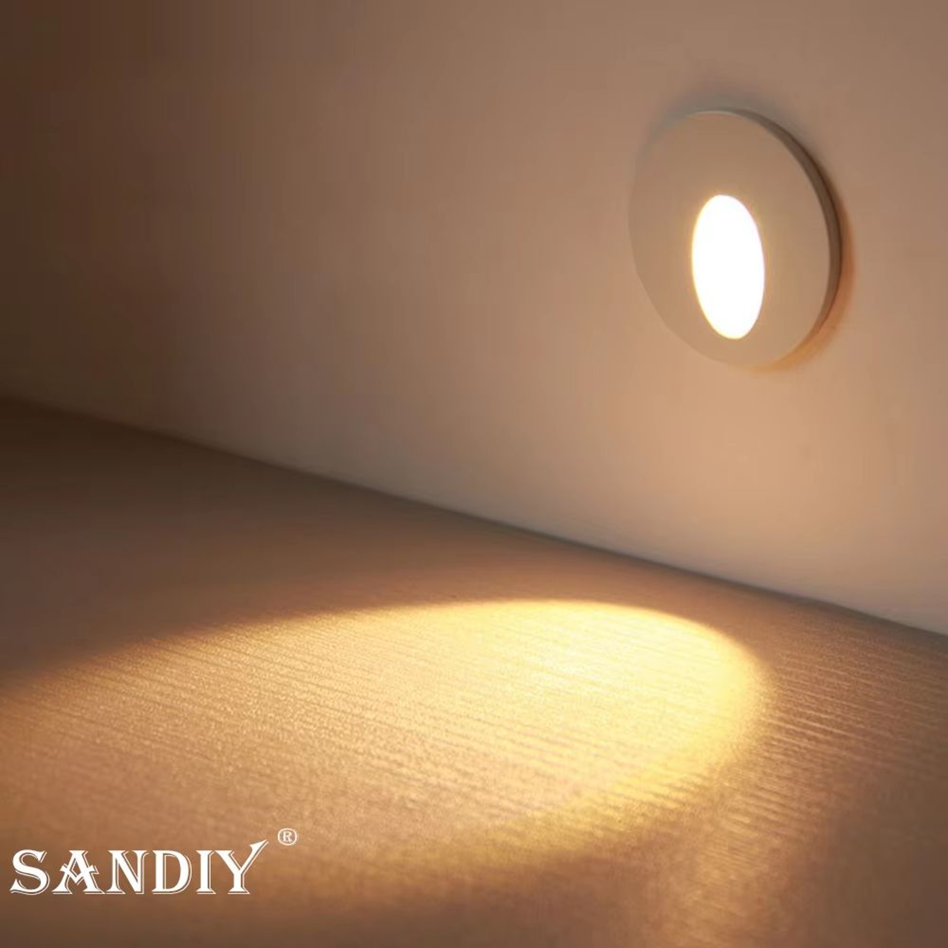SANDIY Embedded Motion Sensor Stair Light Wall Sconce  Indoor And Outdoor Step Lighting White Round 2