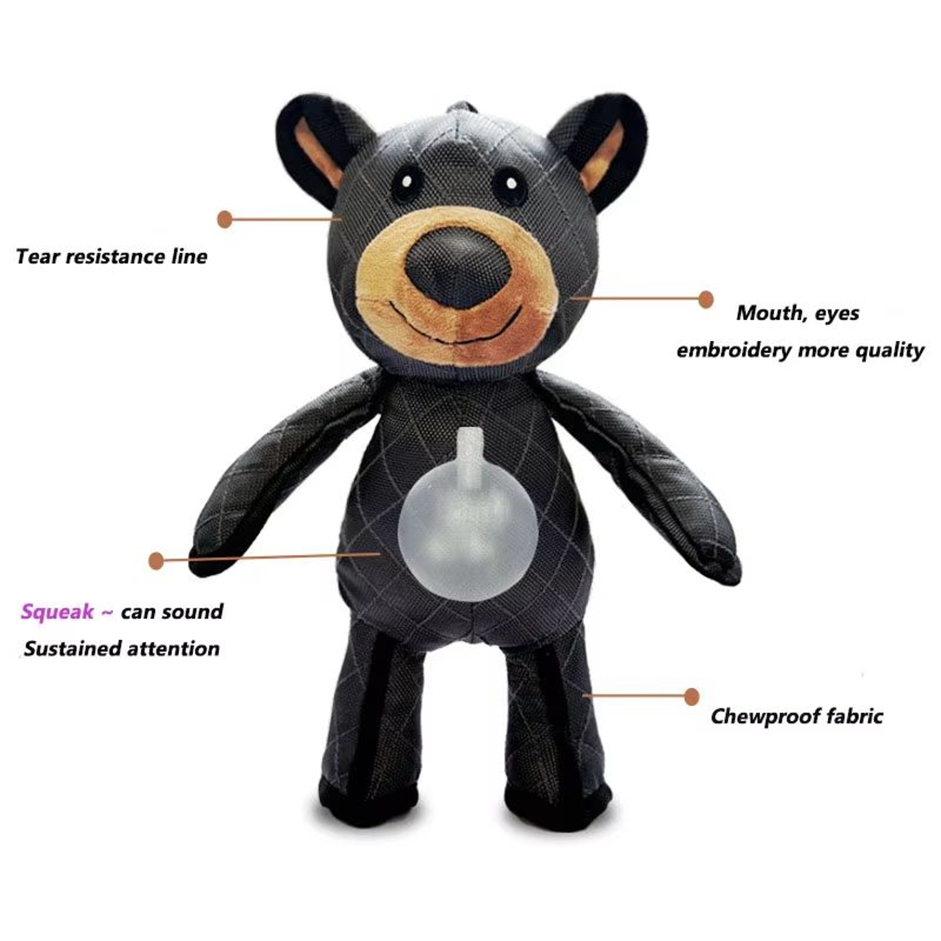 Plush Pet Squeaky Dog Toy  Robust Canvas Bear Interactive Pet Toy For Fun Play 3