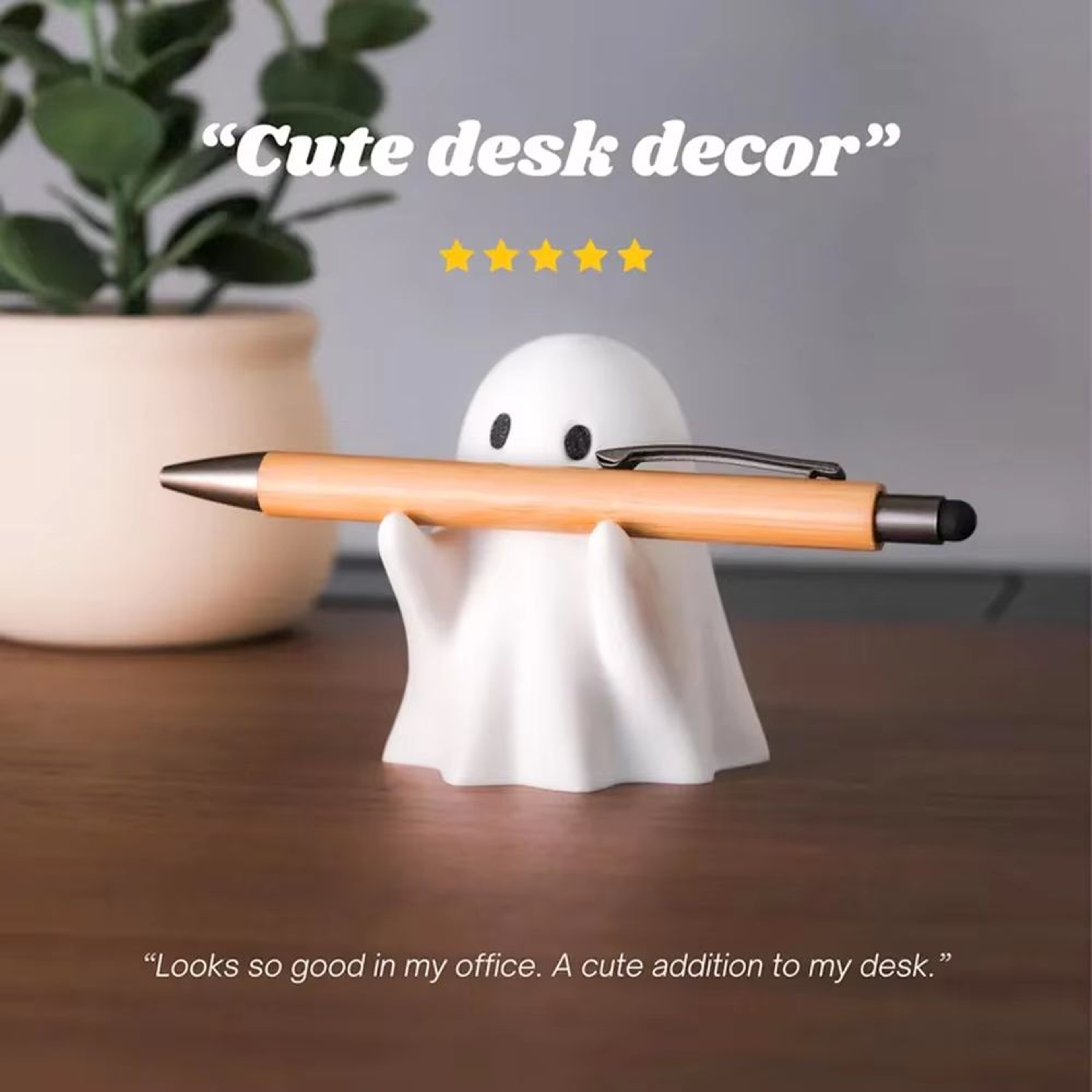 Ghost Pen Holder Resin Desktop Organizer  Cute Office And Home Stationery Stand For Halloween Decor 3