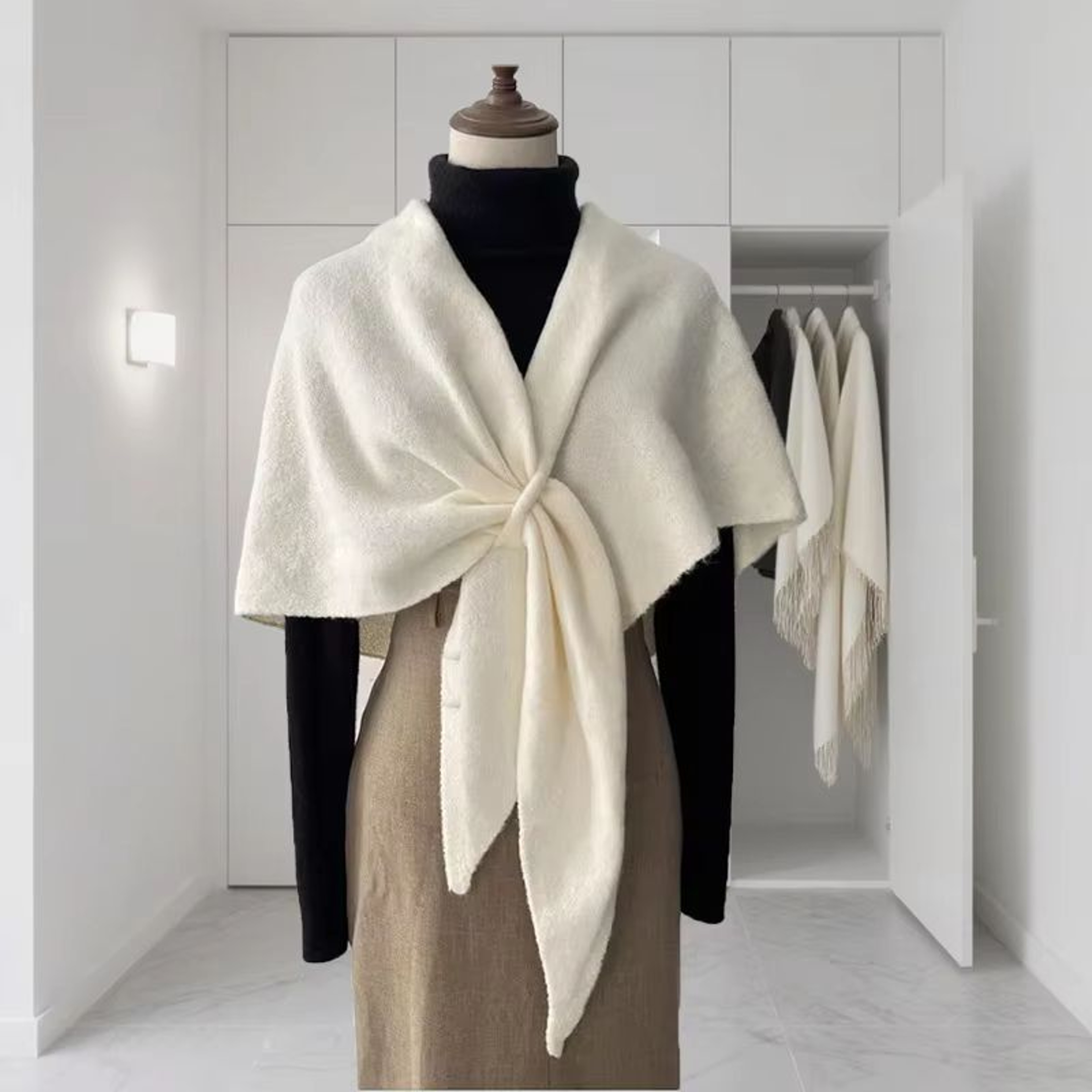 Womens Thickened Warm Neck Wrap  Autumn And Winter Triangular Knitted Shoulder Shawl 10