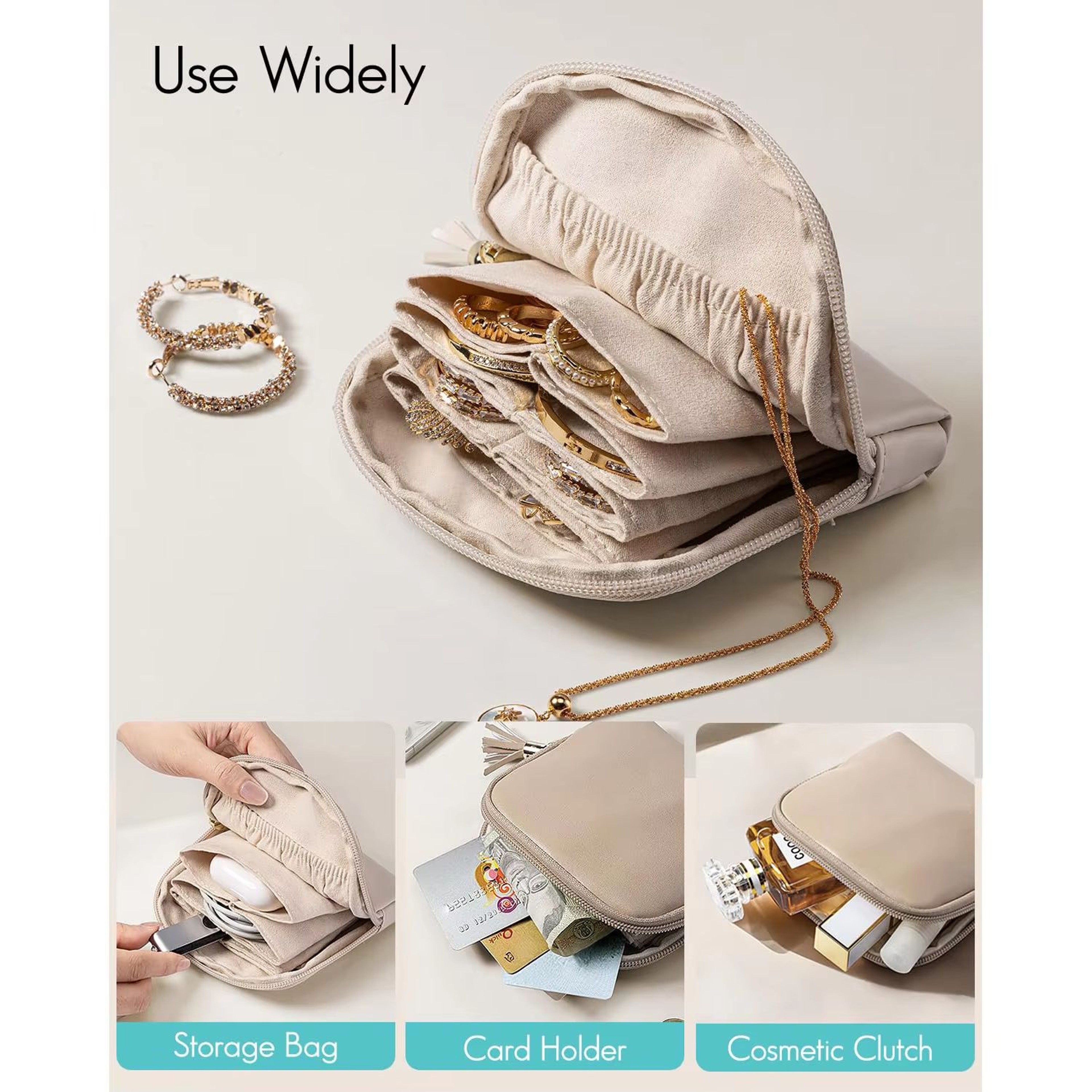 Tassel PU Leather Jewelry Packing Bag  Large Capacity Organizer Case For Rings Necklaces And Travel 0