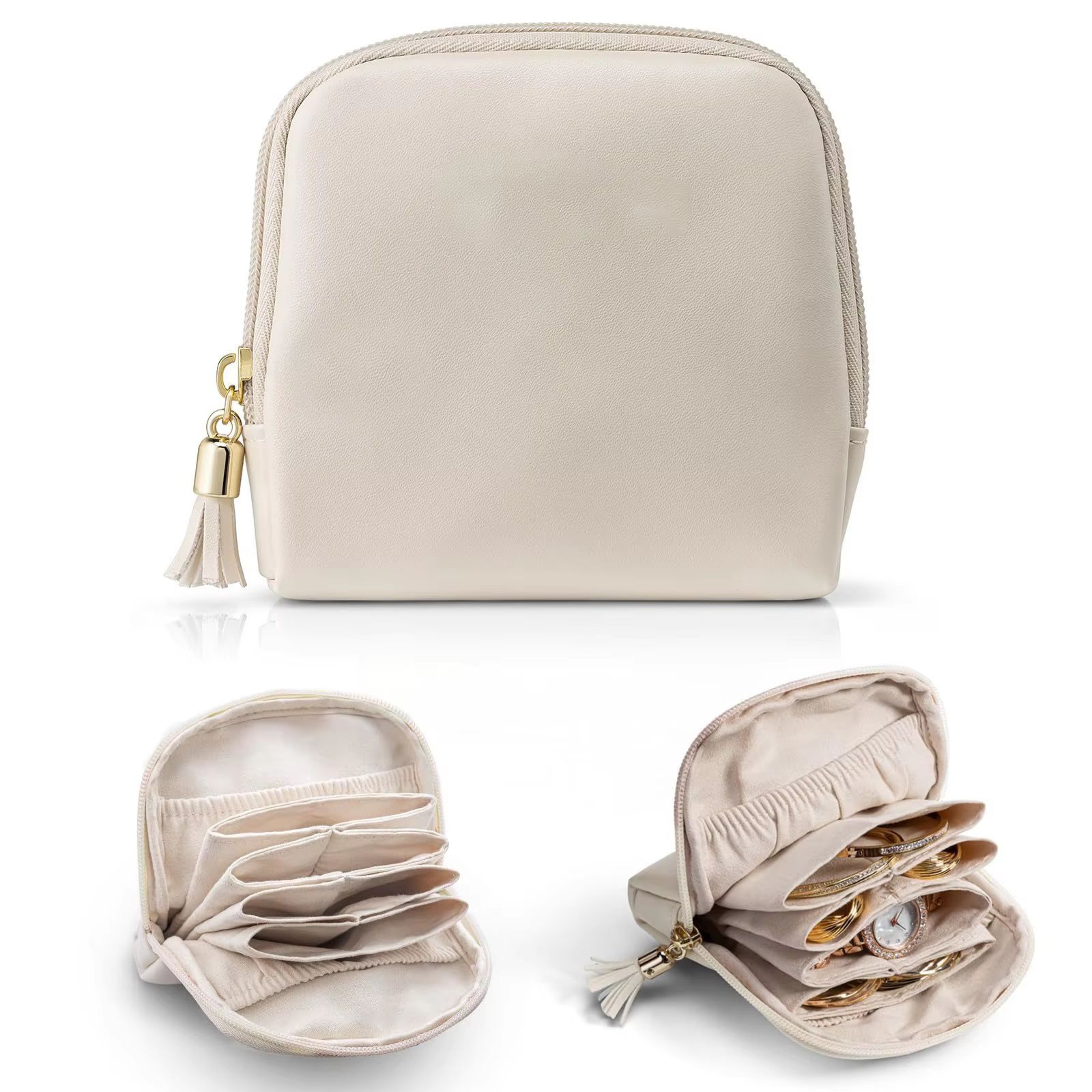 Tassel PU Leather Jewelry Packing Bag  Large Capacity Organizer Case For Rings Necklaces And Travel 7