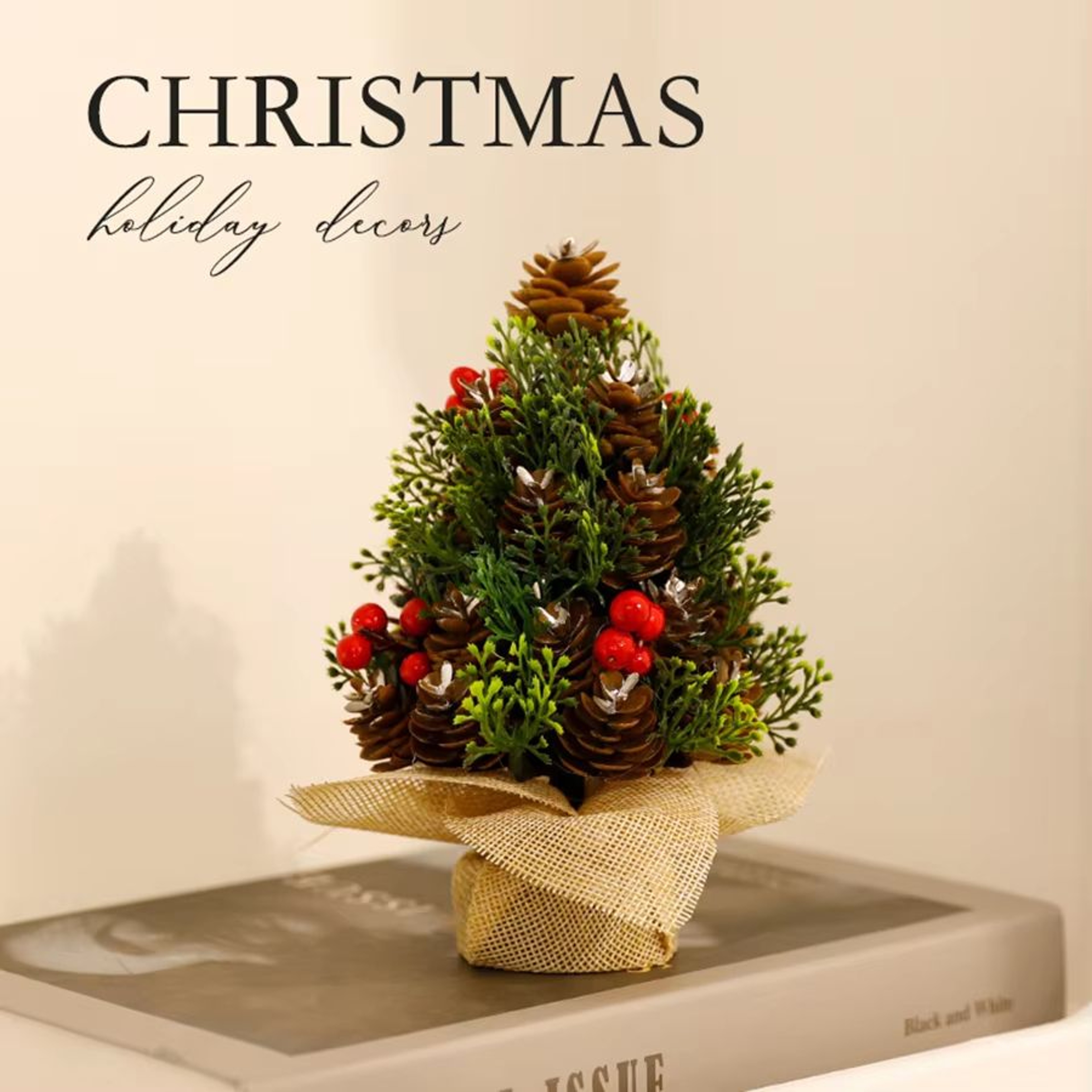 Mini Small Christmas Tree Tabletop Ornament  Festive Desk Decoration For Holiday Decor 1