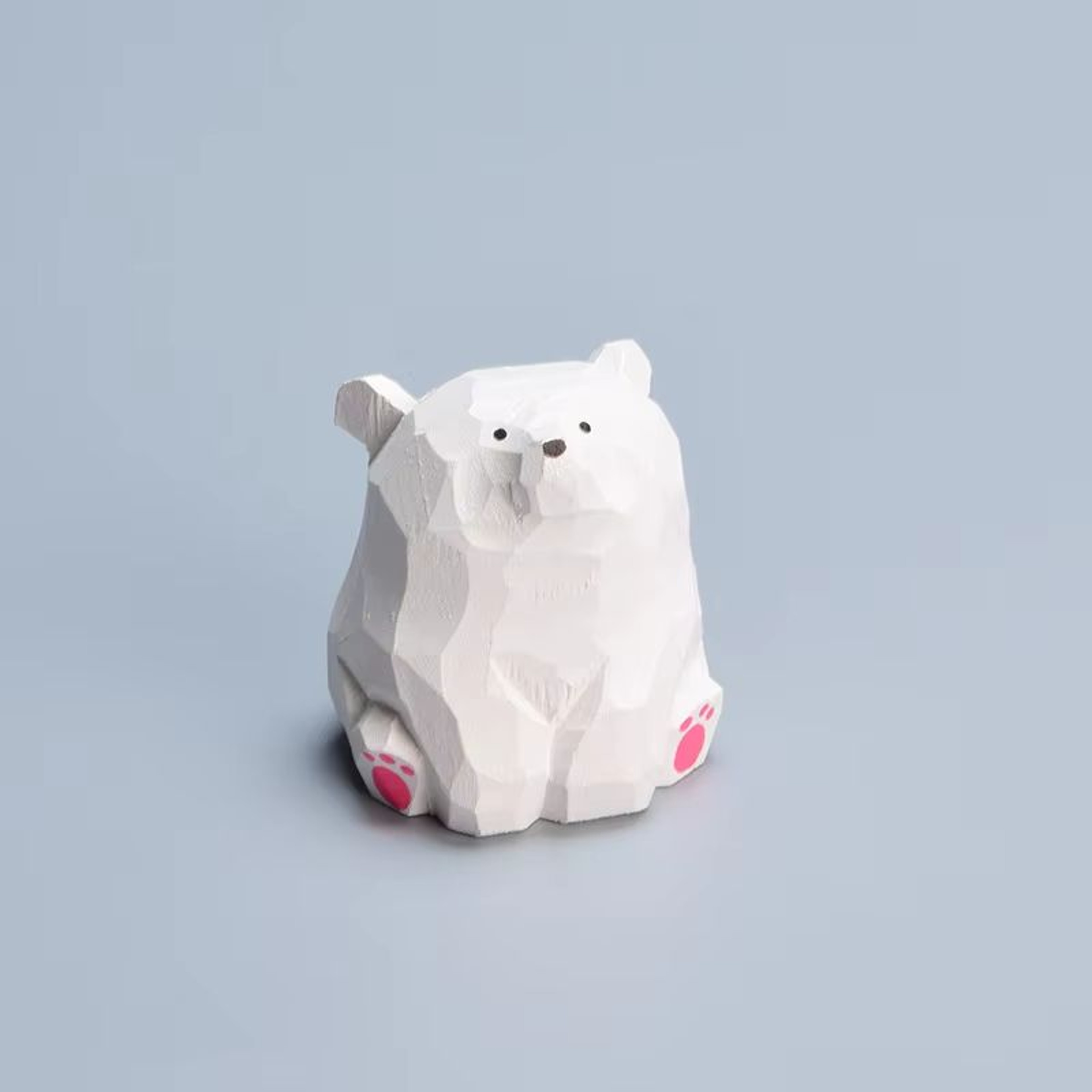 Cute Mini Wooden Bear Figurine  HandCarved Solid Wood Polar Bear Ornament For Table Decor And Kids  8