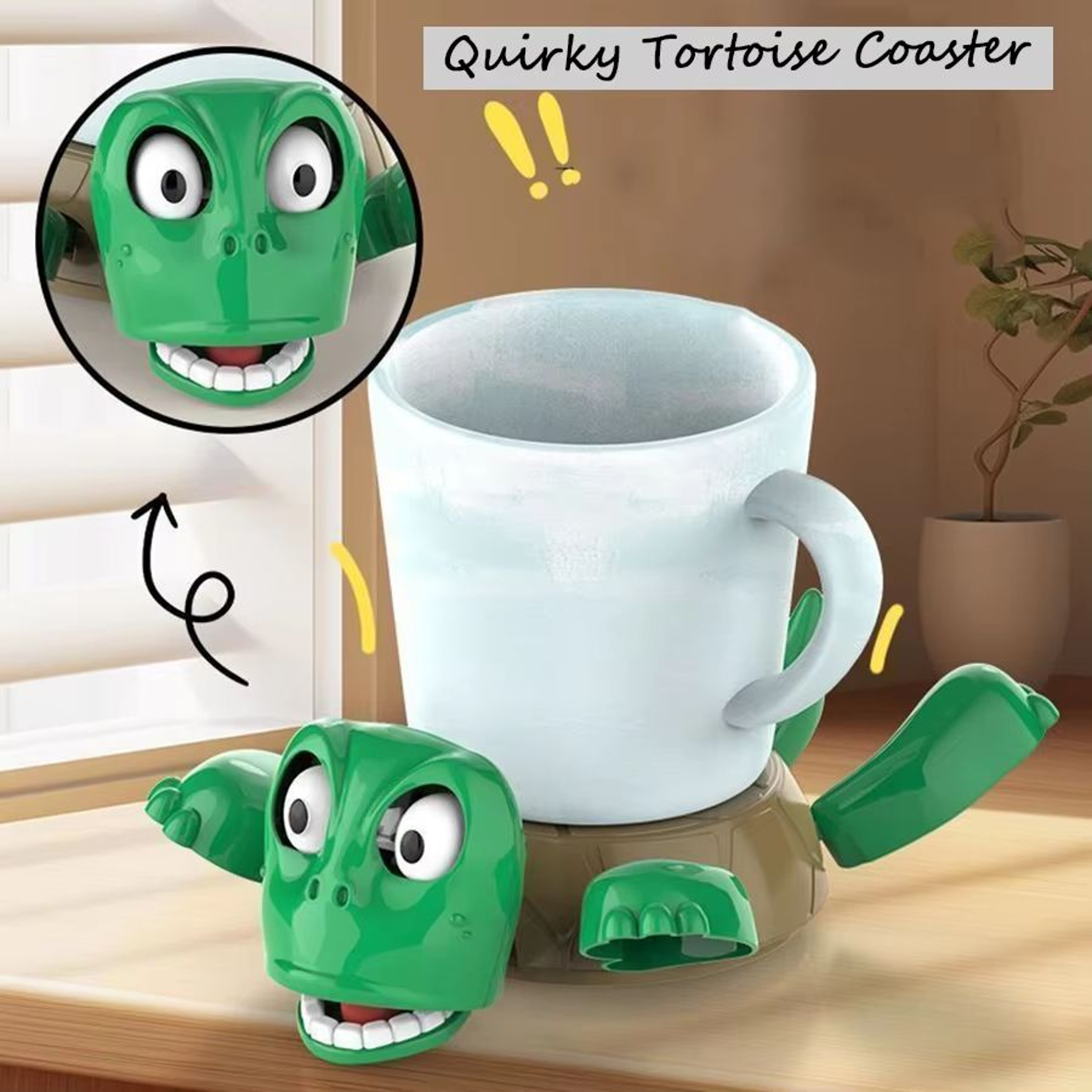 Funny Frightened Turtle Drink Coasters Creative Table Ornament 3