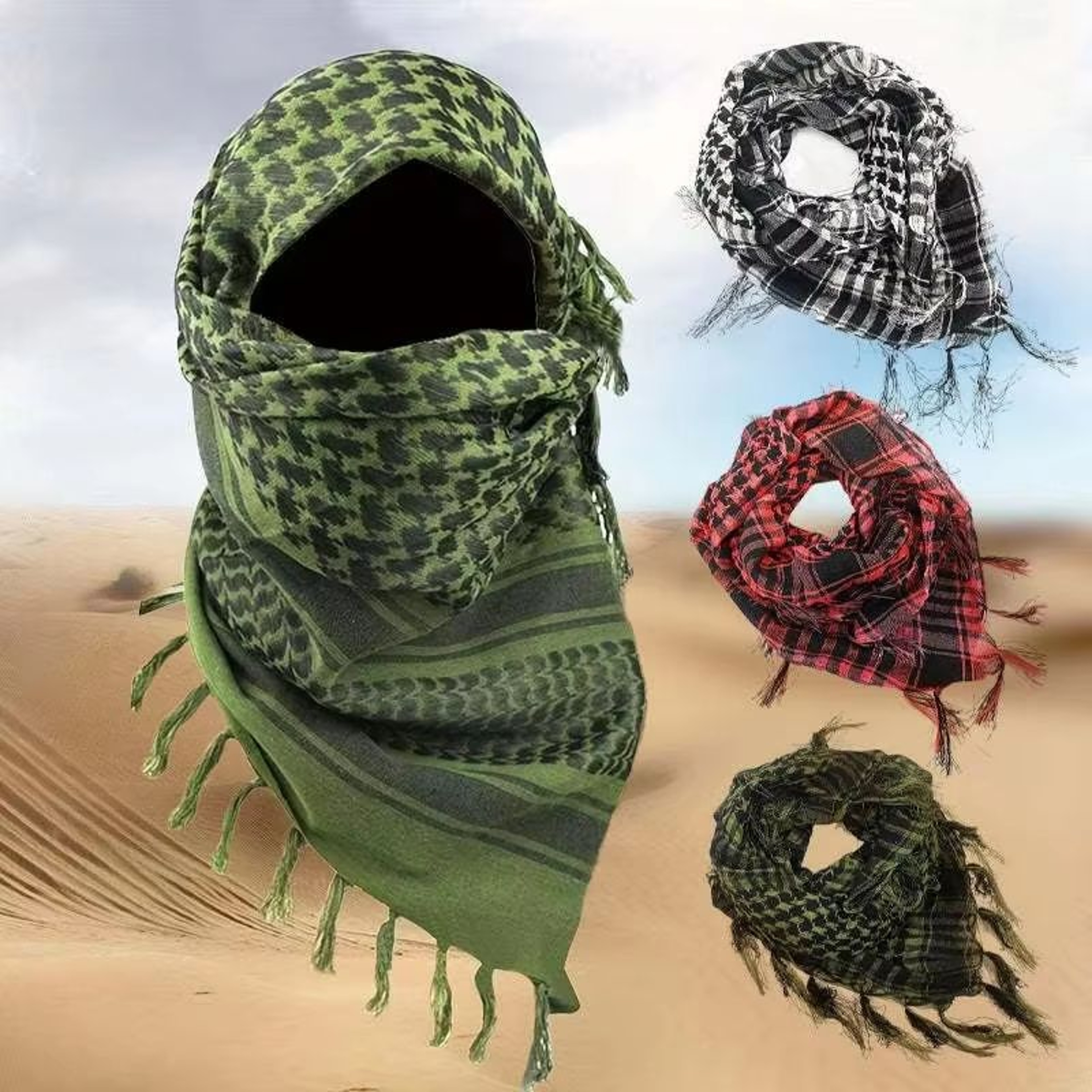 Keffiyeh Tactical Desert Scarf Shemagh Wrap For Men  Women 0
