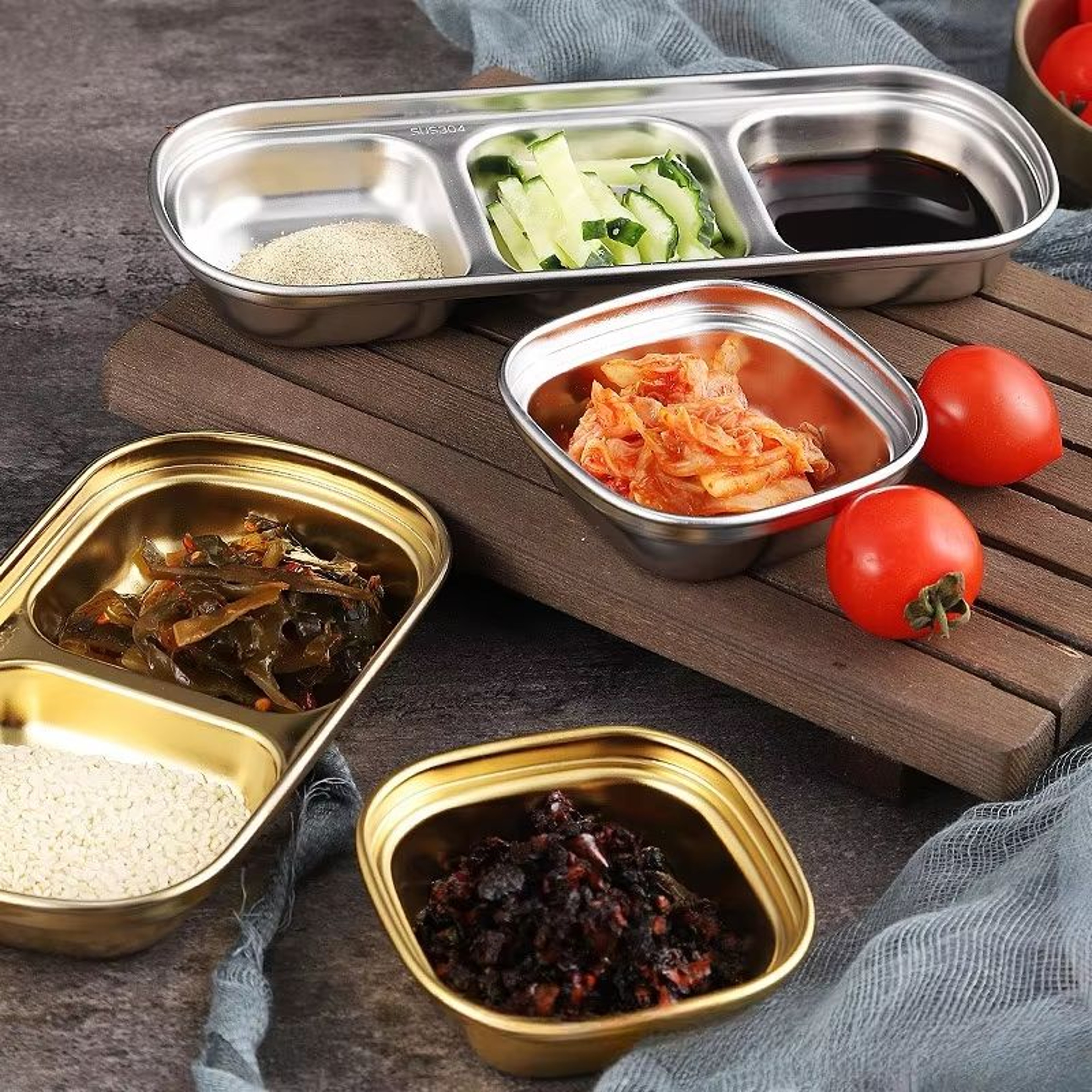 304 Stainless Steel KoreanStyle Dinner Plate And Multifunctional Sauce Serving Dish 0