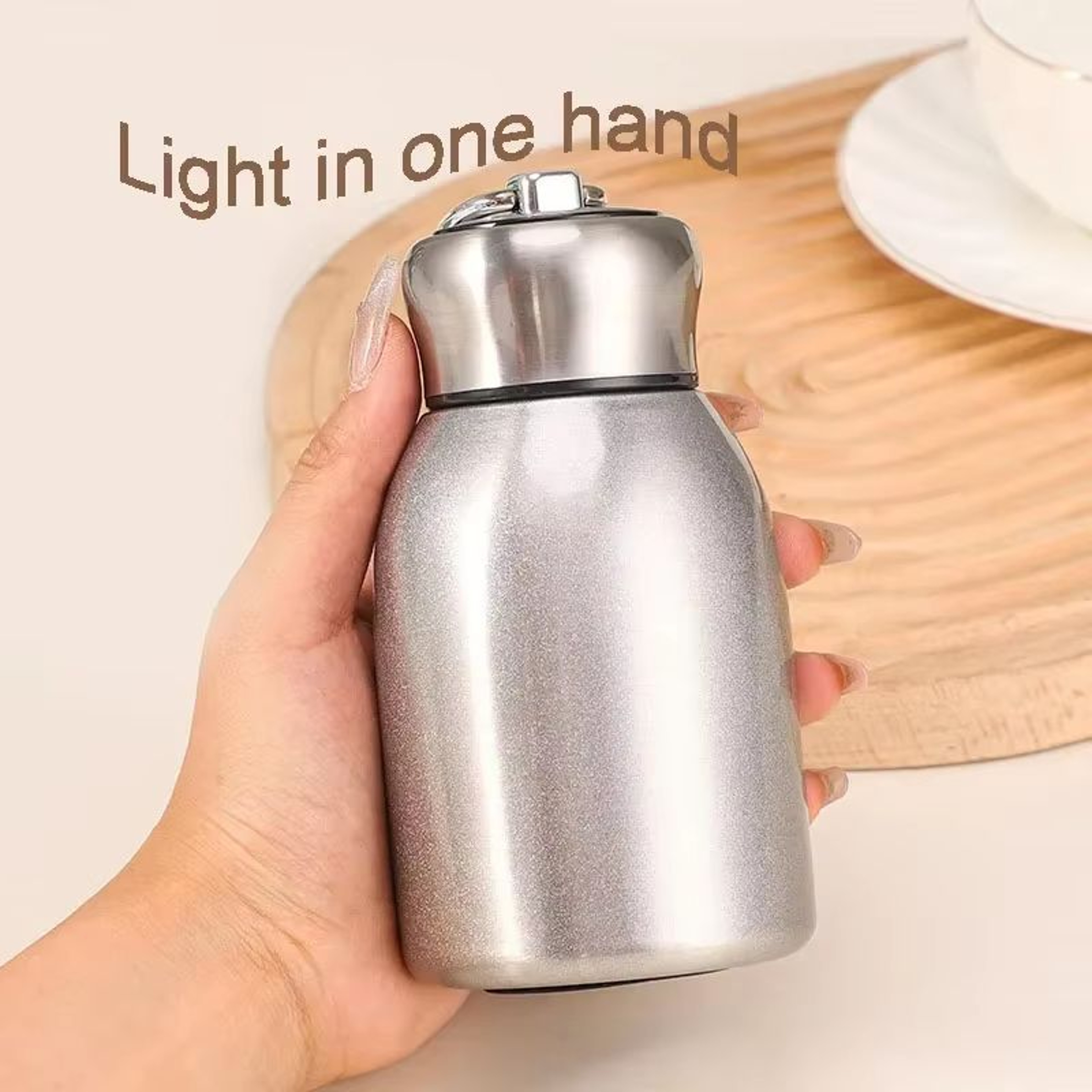 HighValue Mini Chubby Big Belly 304 Stainless Steel Vacuum Thermos Cup With Carrying Ring 300ml 101 1