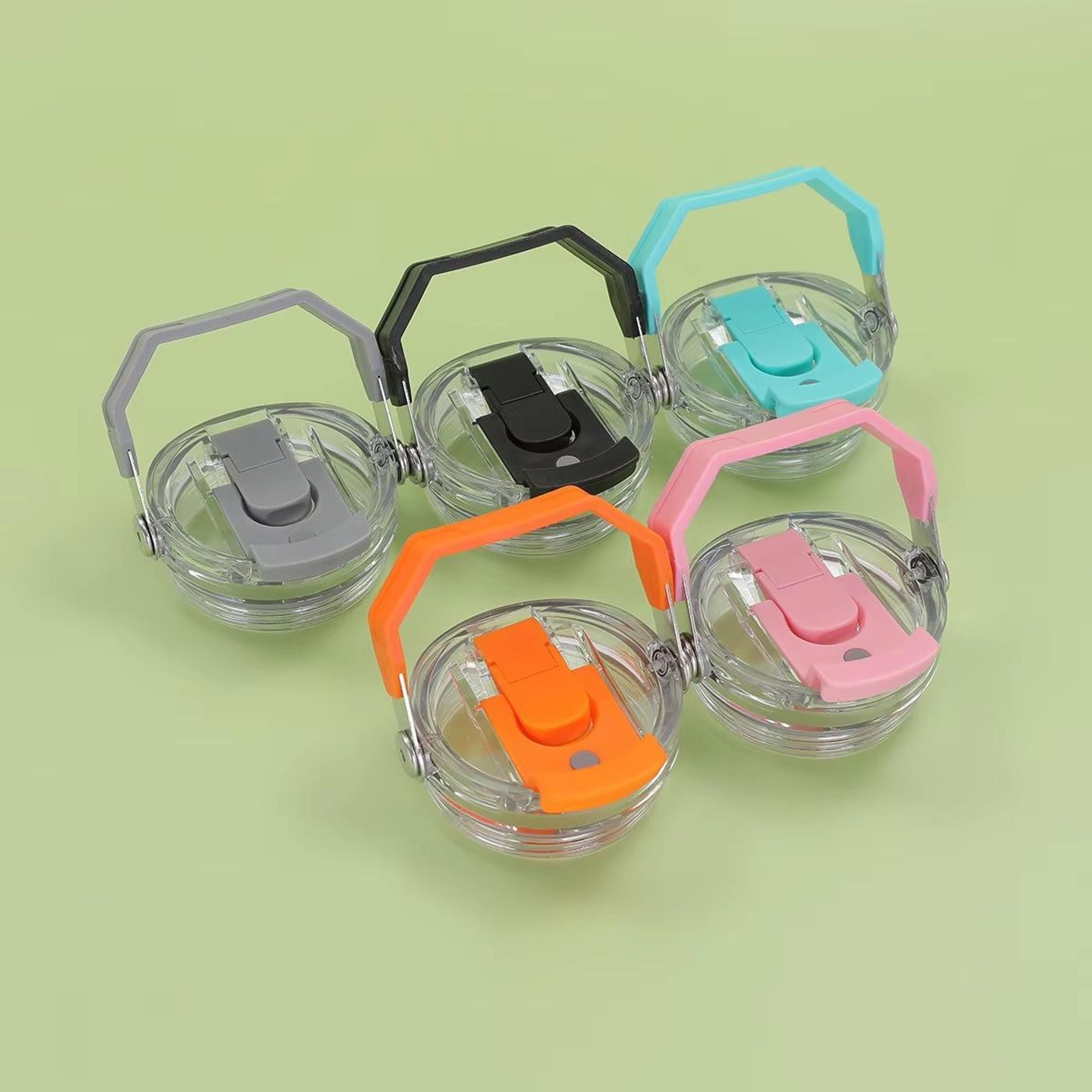 Car Cup With Double Drinking Cap LeakProof Portable Water Bottle With Handle And Transparent Straw  2