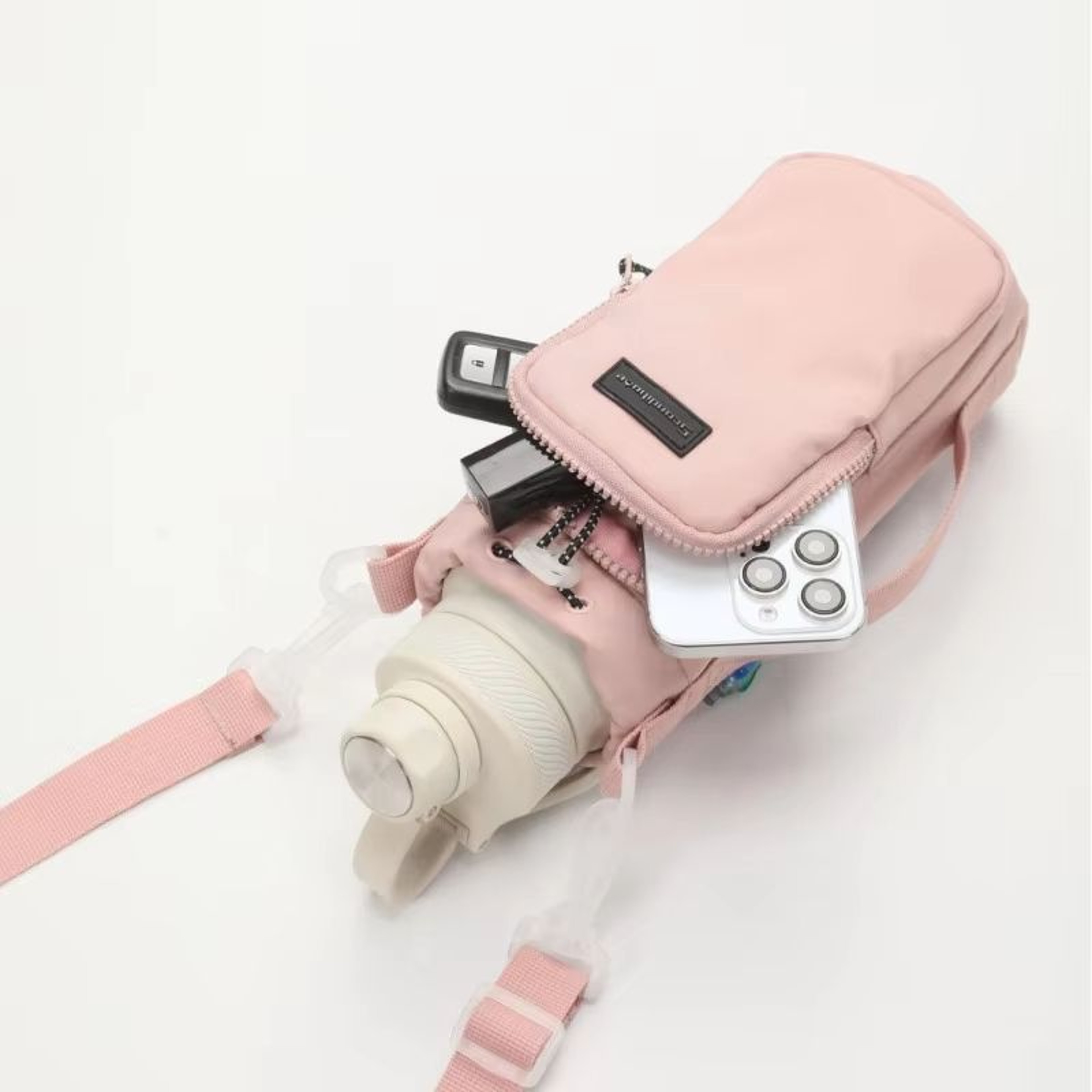Premium Simple Pocket Portable Water Bottle Carrier Bag With Universal Mobile Phone Sleeve Protecti 3