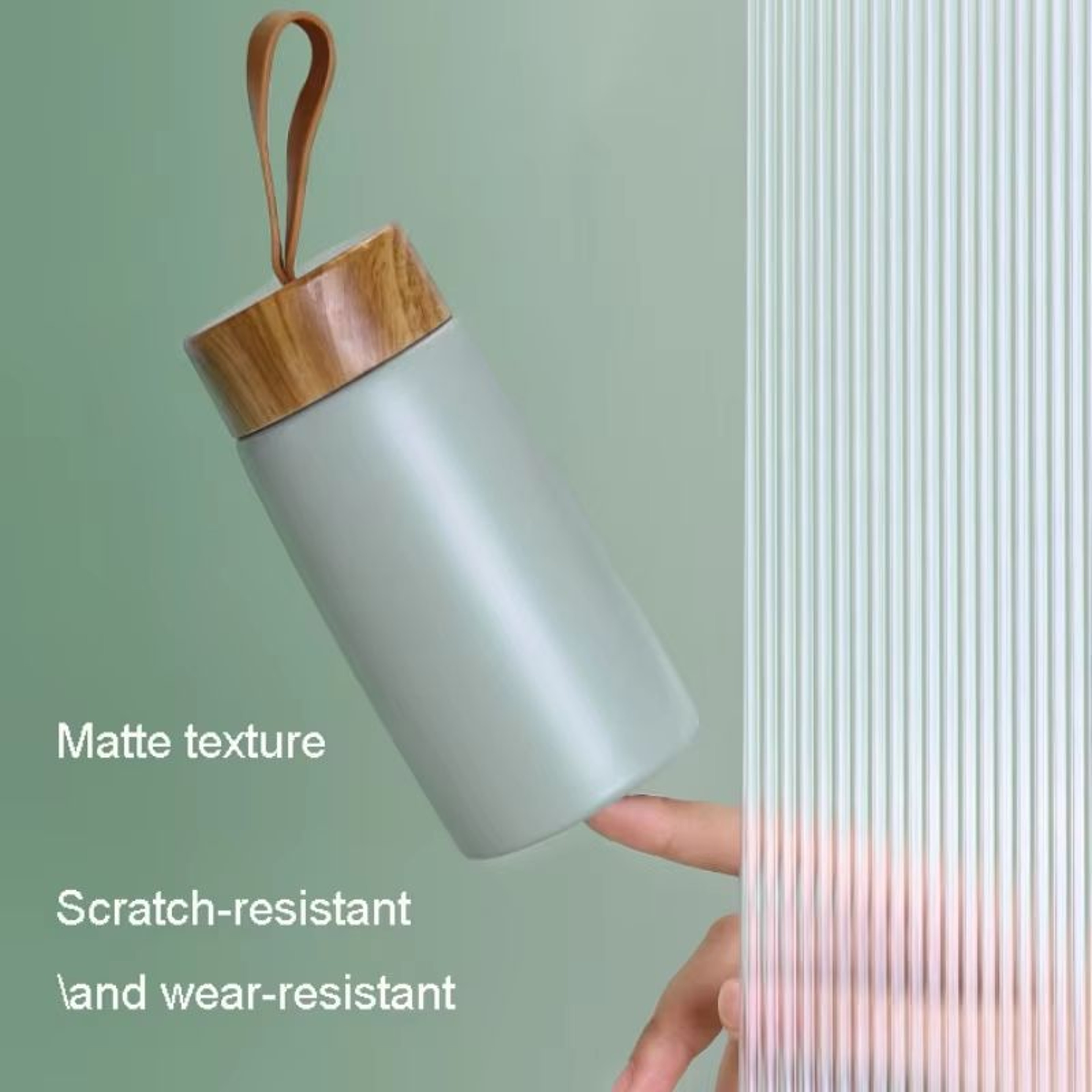Mini Thermos Cup With Creative Wood Grain Cover Portable Vacuum Stainless Steel Water Cup 280 Ml  9 2