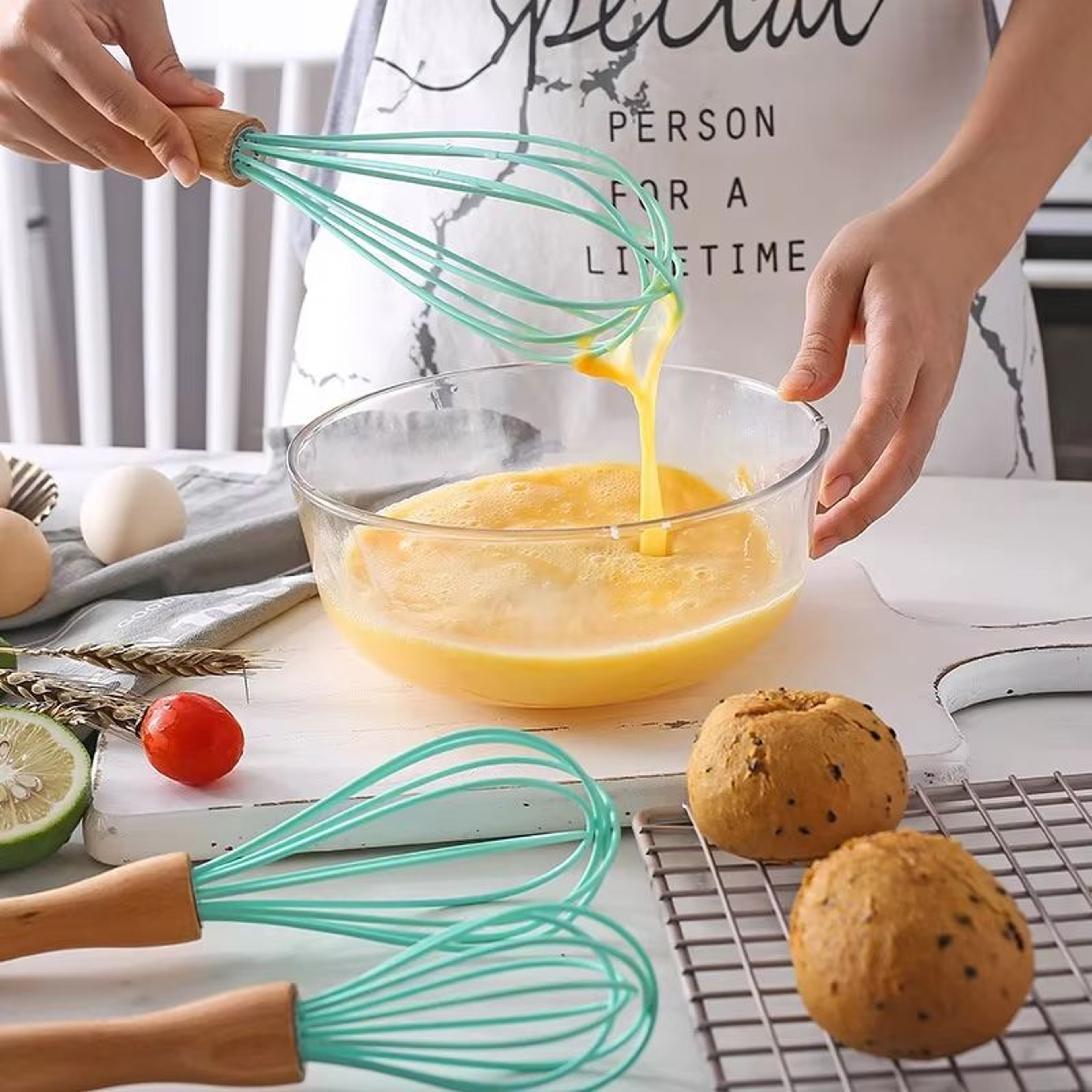 Manual Egg Beater  Handheld Silicone With HighQuality Stainless Steel Wire HighTemperature Resistan 2