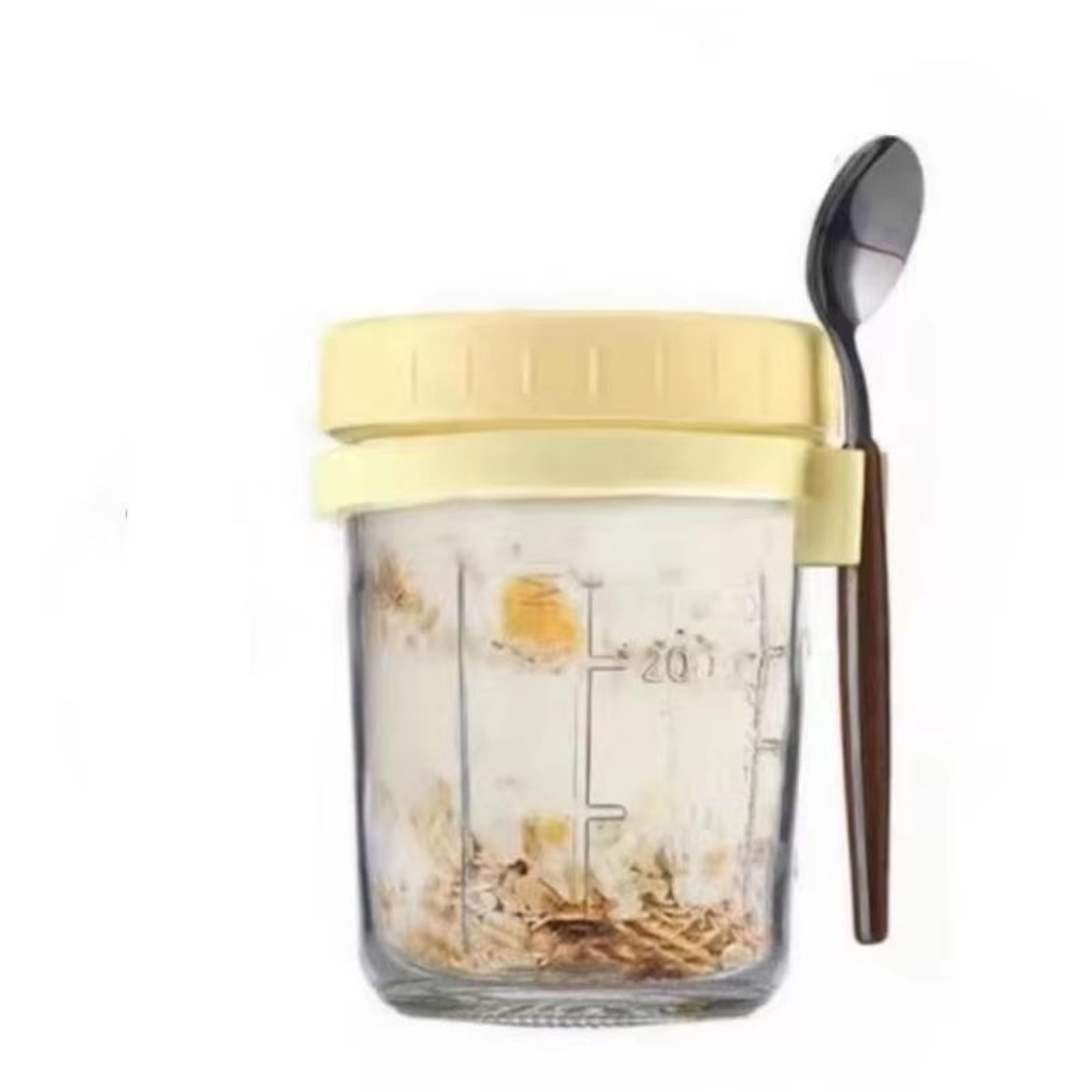 HighValue Oat Cup  Transparent Glass With Lid Spoon And Scale MultiColor Breakfast Cup 8