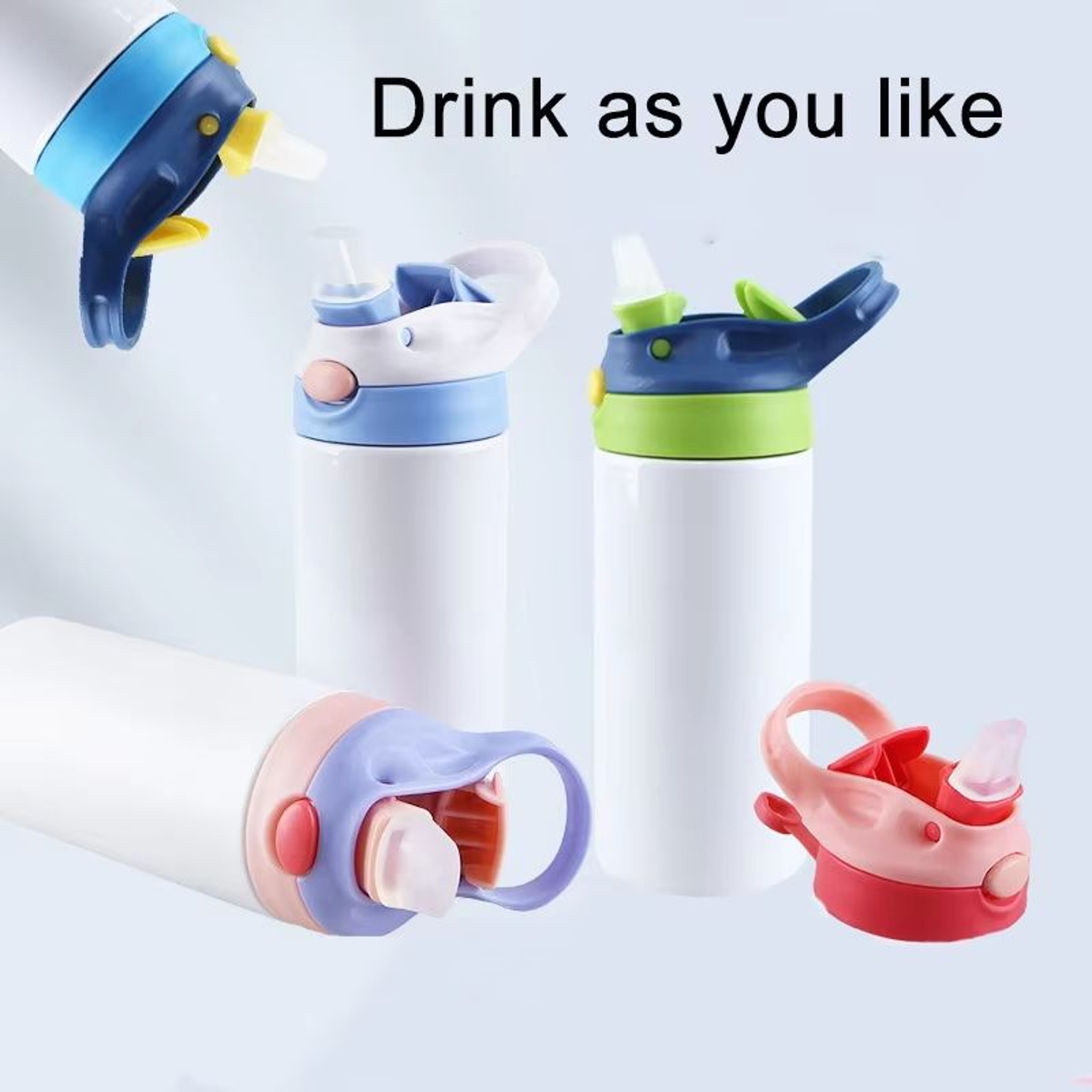 Outdoor Simple Solid Color Stainless Steel Vacuum Thermos Cup With Straw Handle  Childrens Portable 0