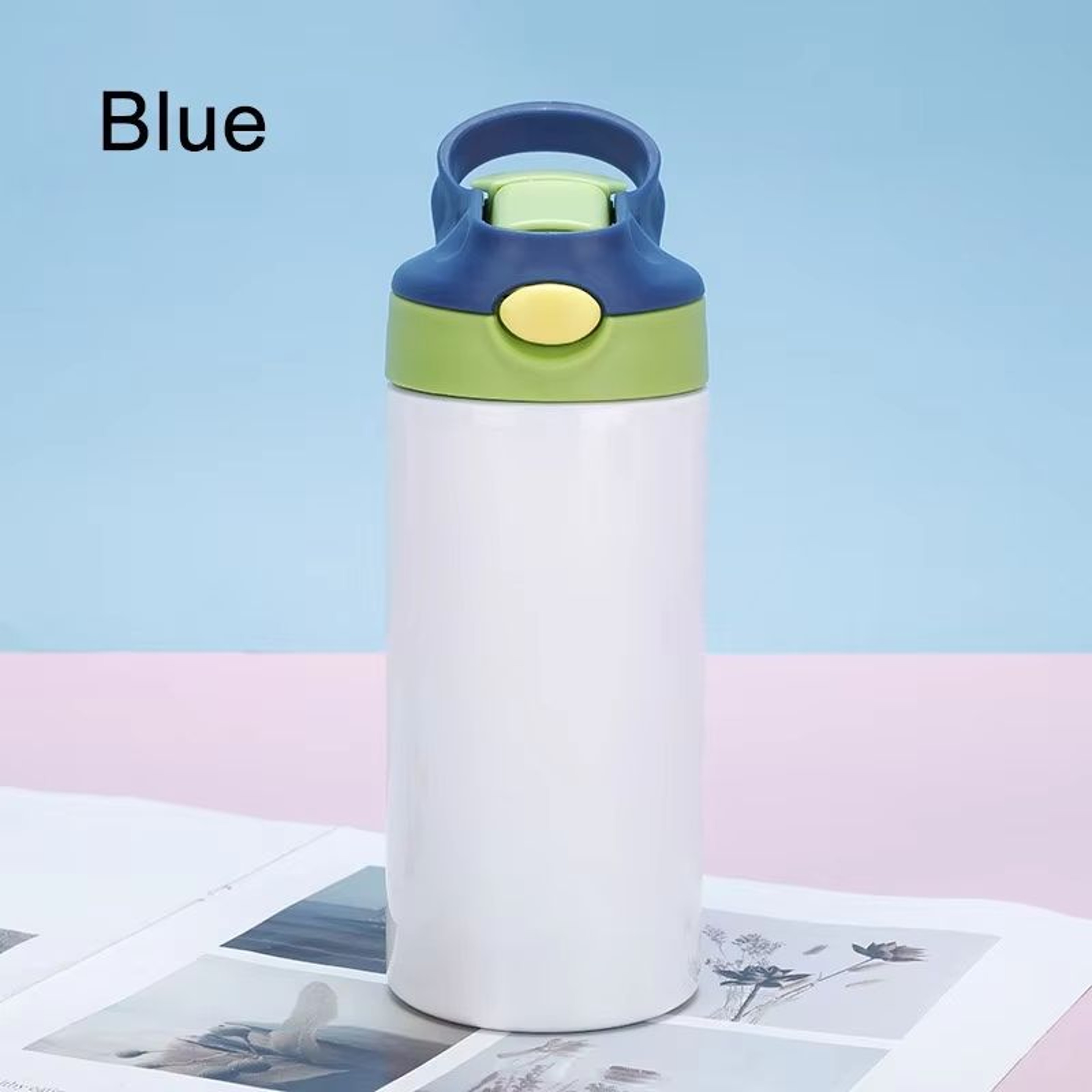 Outdoor Simple Solid Color Stainless Steel Vacuum Thermos Cup With Straw Handle  Childrens Portable 4