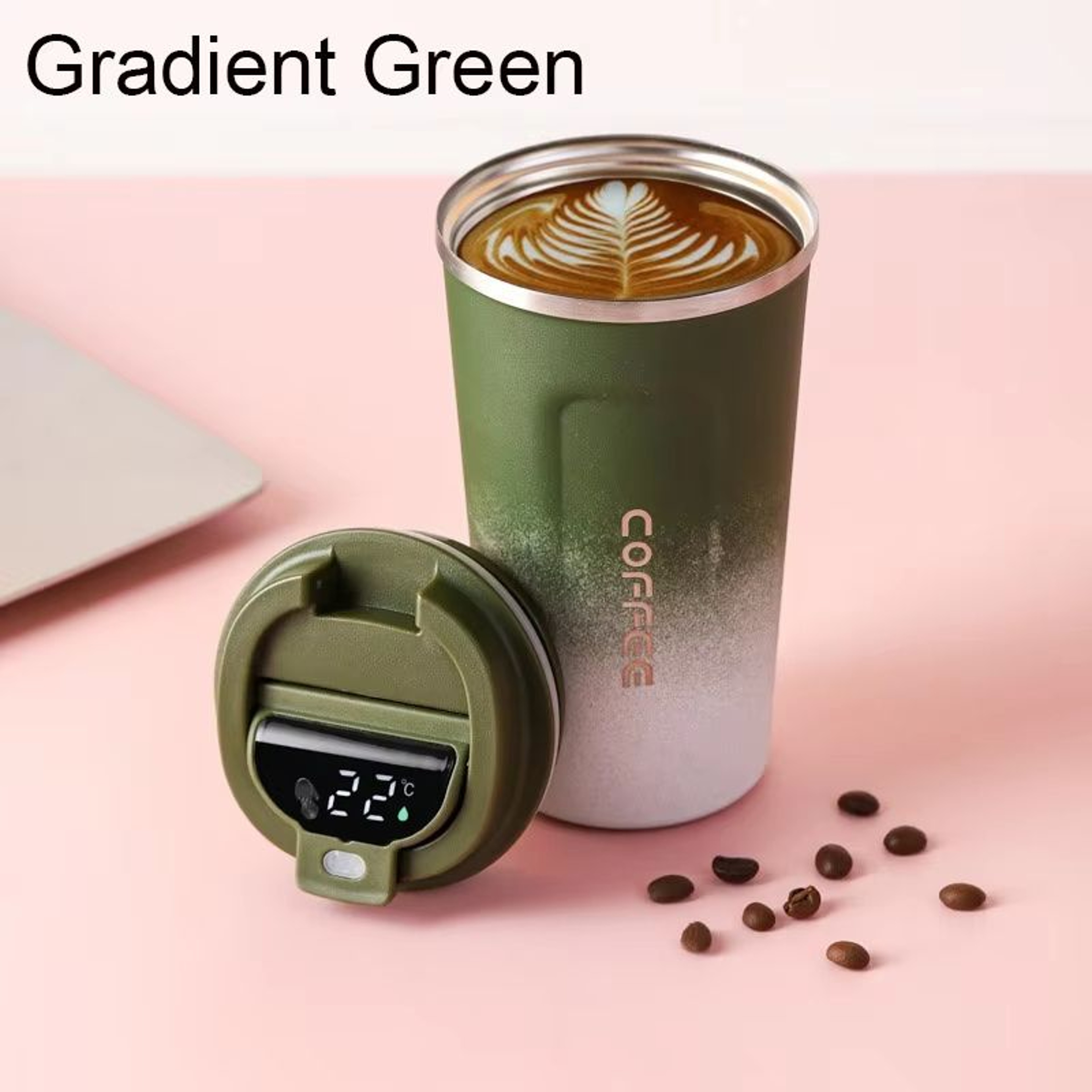 New Intelligent Temperature Measurement Stainless Steel Coffee Cup  Solid Color Gradual Change Ther 2