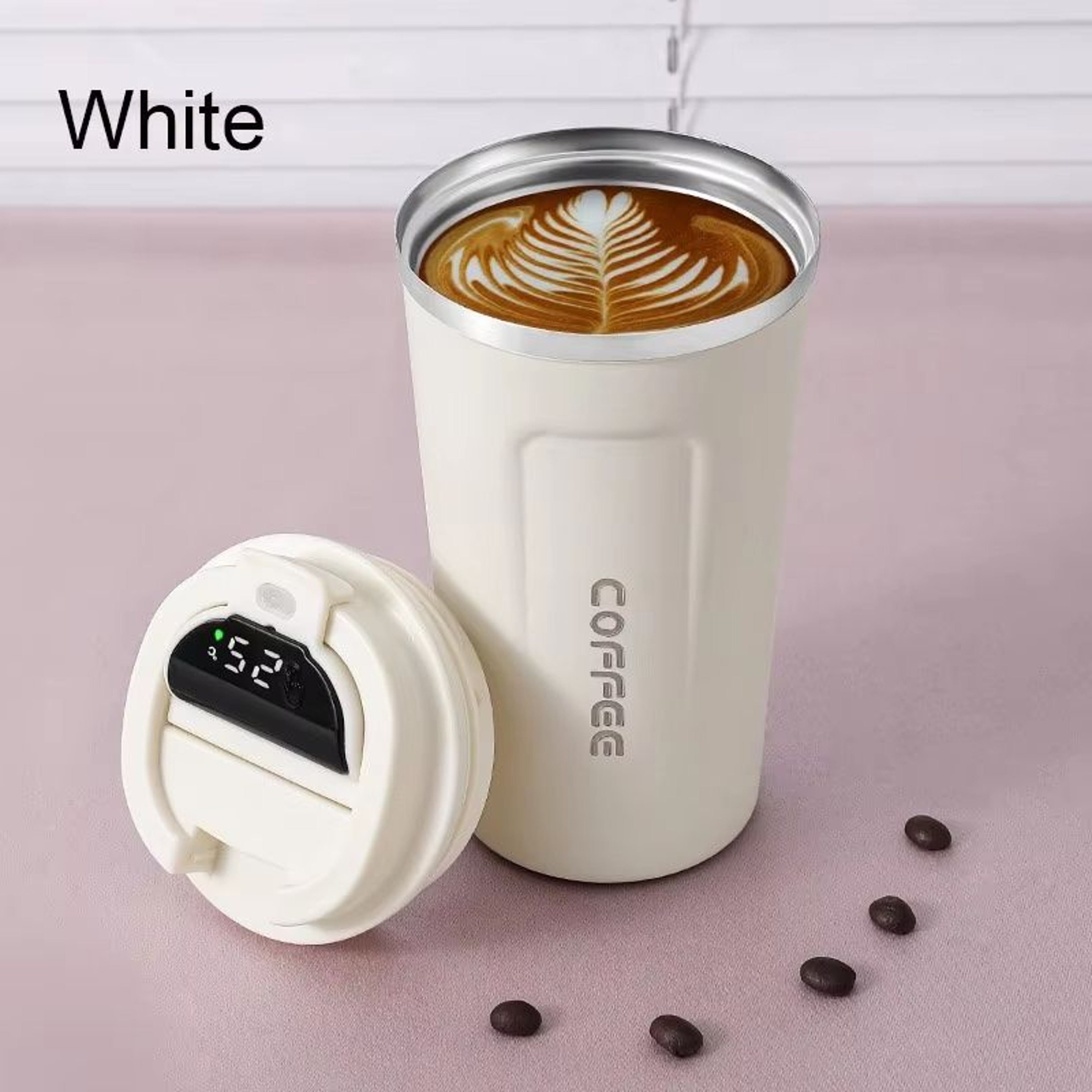 New Intelligent Temperature Measurement Stainless Steel Coffee Cup  Solid Color Gradual Change Ther 4