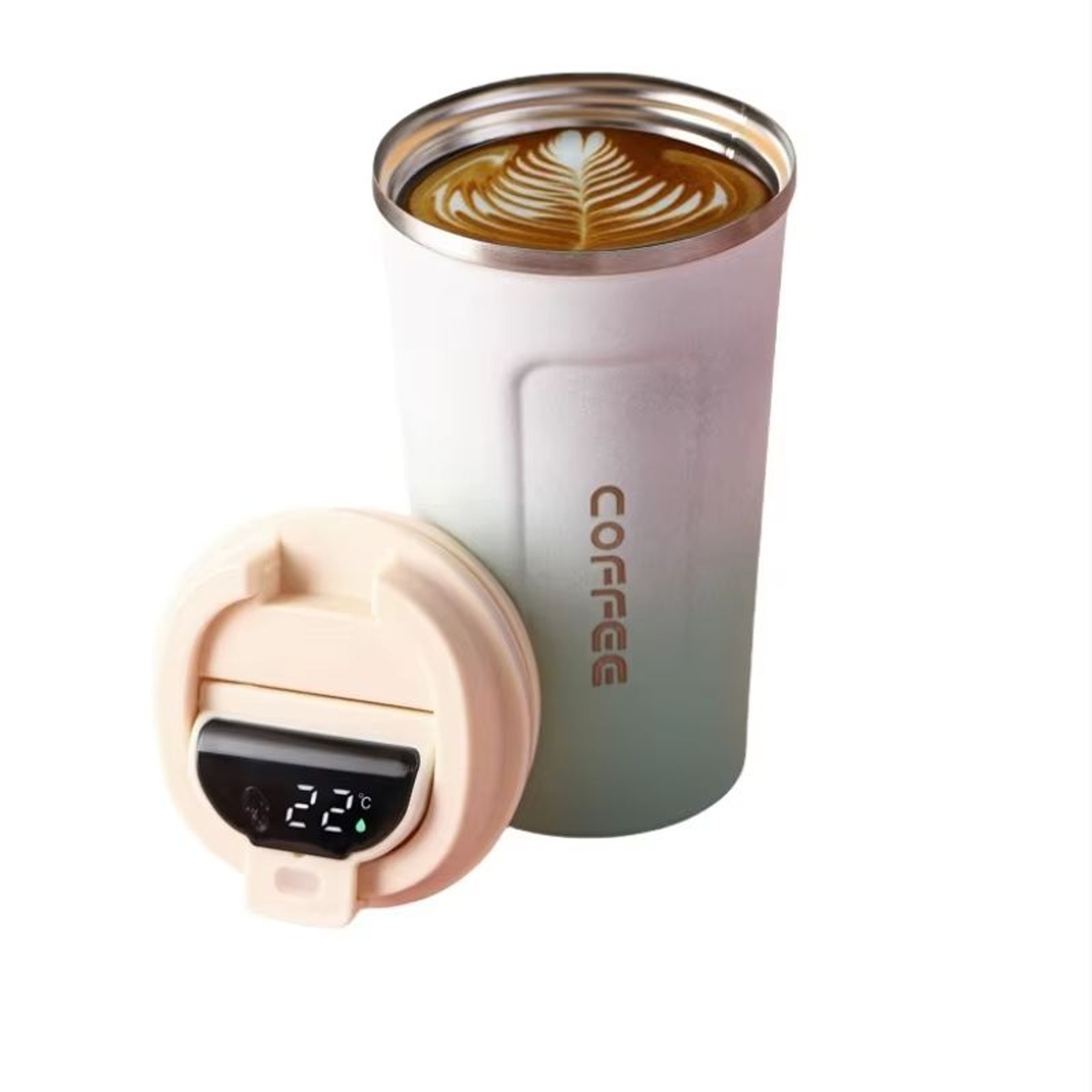 New Intelligent Temperature Measurement Stainless Steel Coffee Cup  Solid Color Gradual Change Ther 12