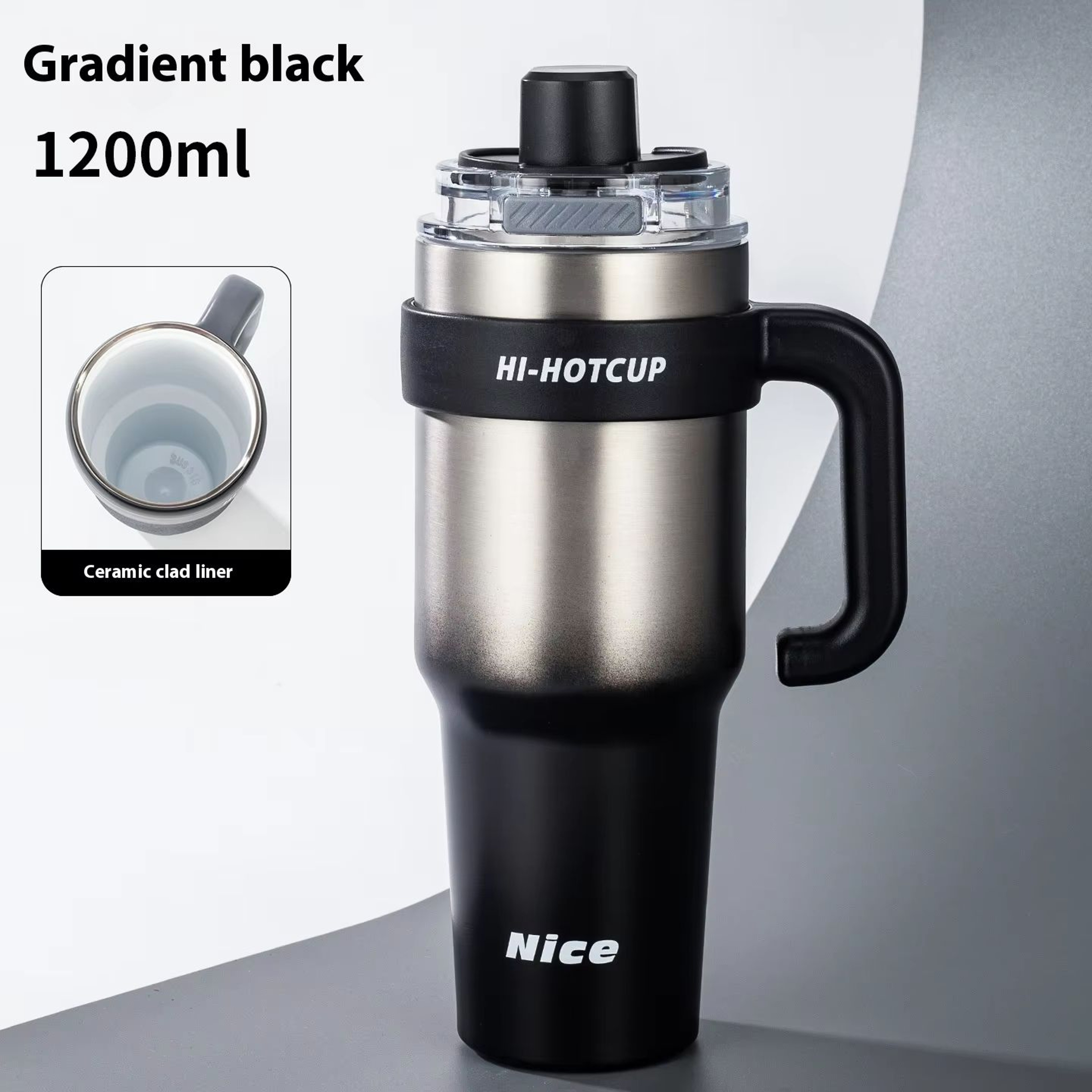 Summer New Style Portable Ice King Coffee Cup  LargeCapacity OneClick Opening With Straw Insulated  7