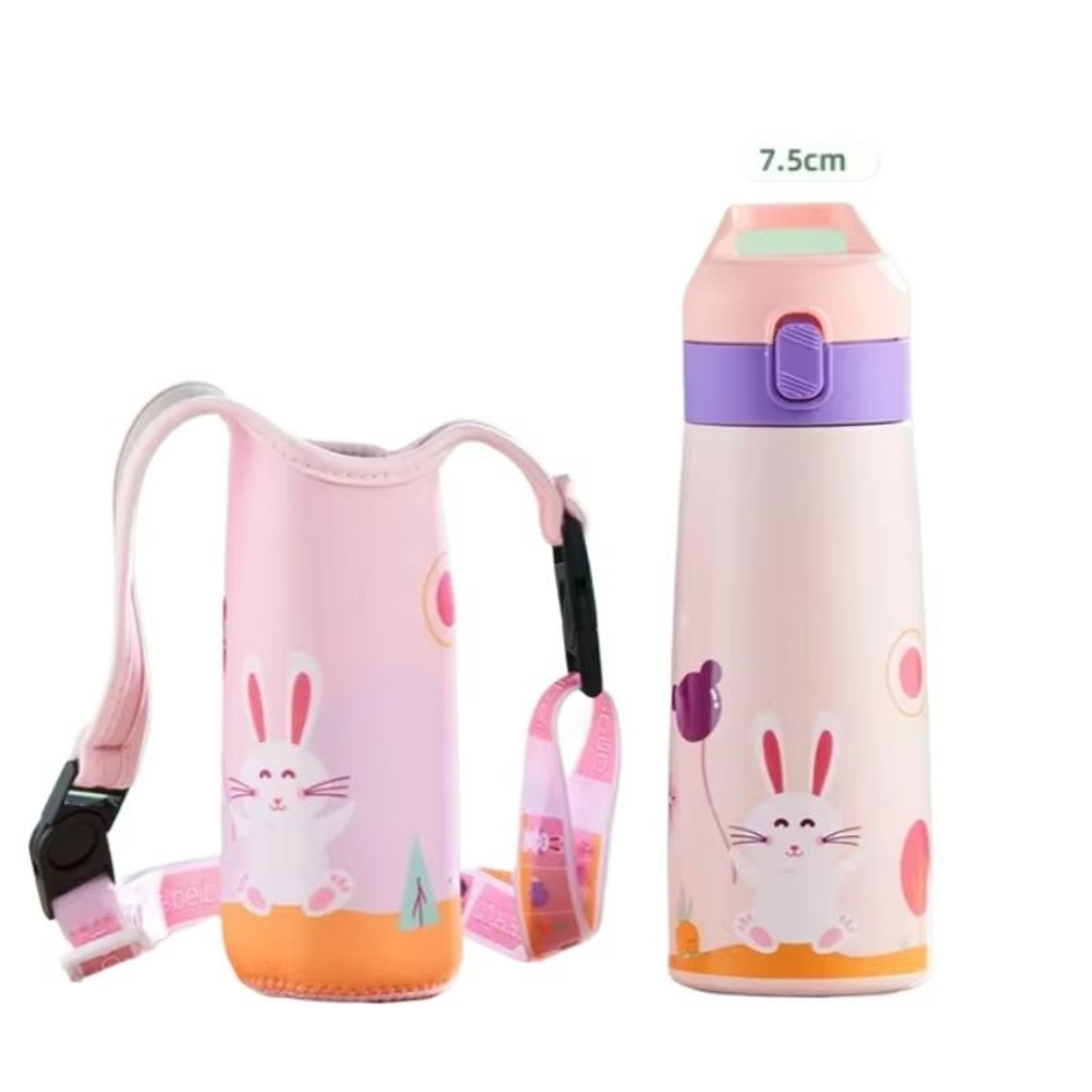Childrens LargeCapacity Stainless Steel Thermos Cup With Straw  Cute Animal Print Water Bottle For  11