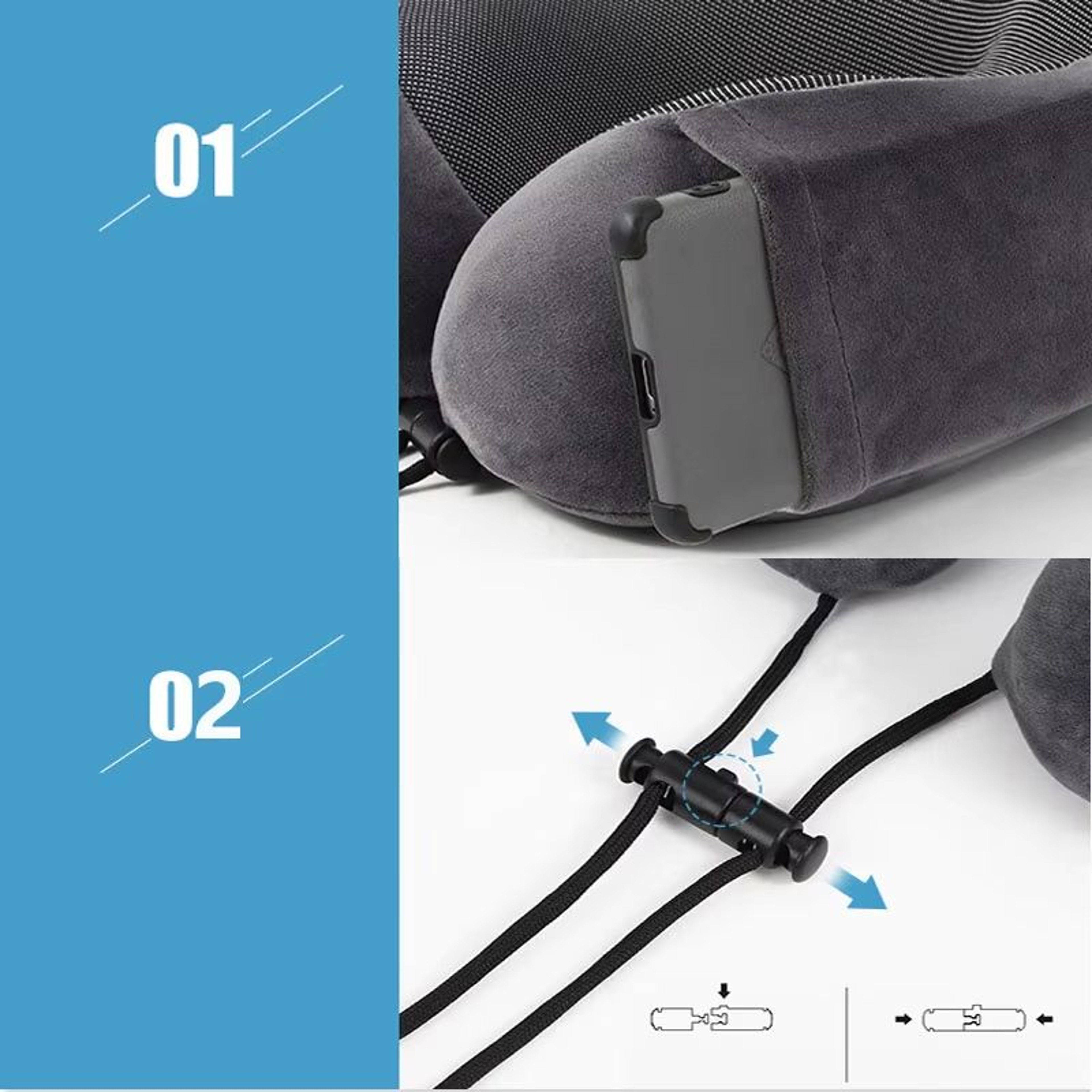 UShaped Memory Foam Travel Neck Pillow  Soft Cervical Support Airplane Pillow 4