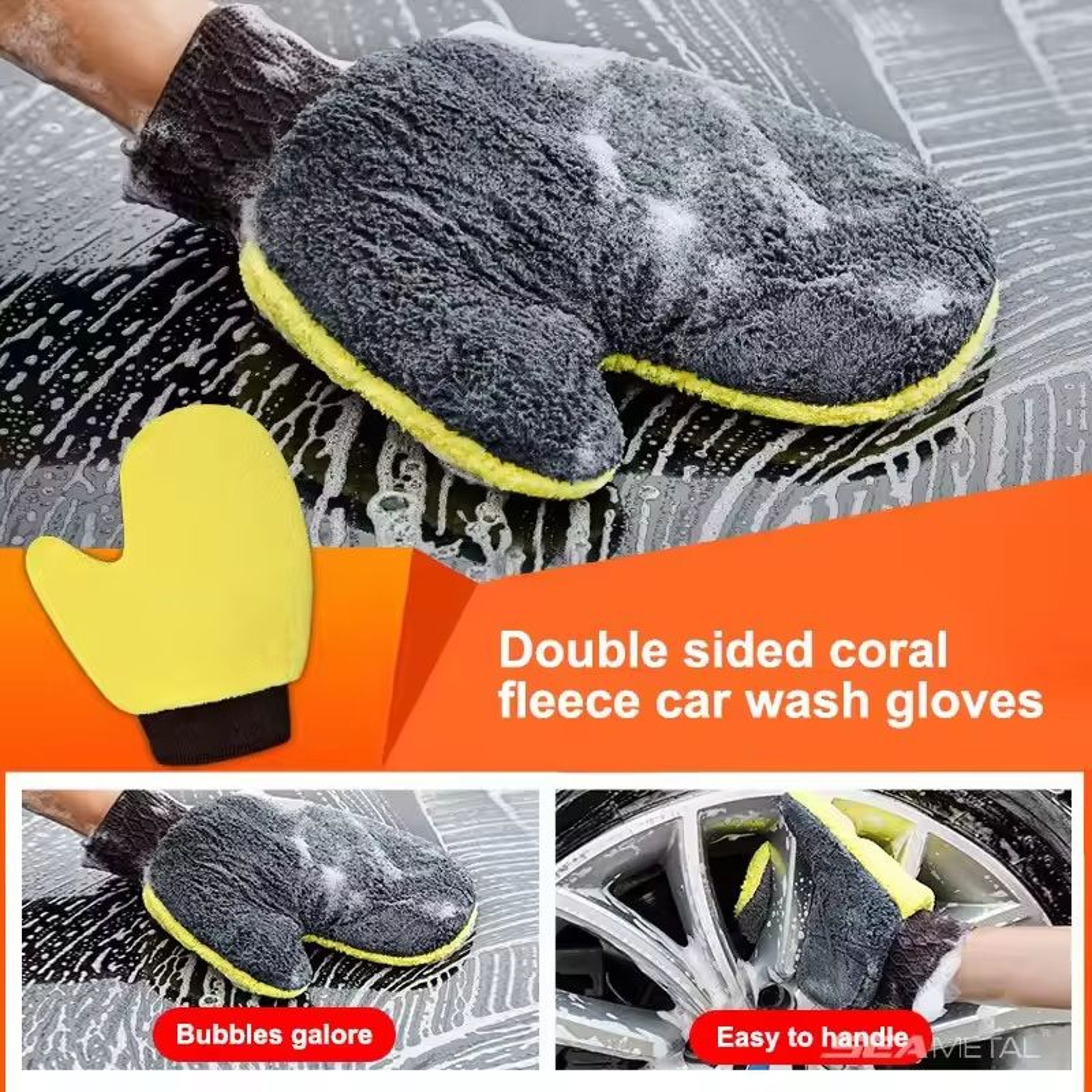 DoubleFaced Coral Fleece Car Wash Glove  Auto Cleaning Mitt For Paint Window And Glass Care 0