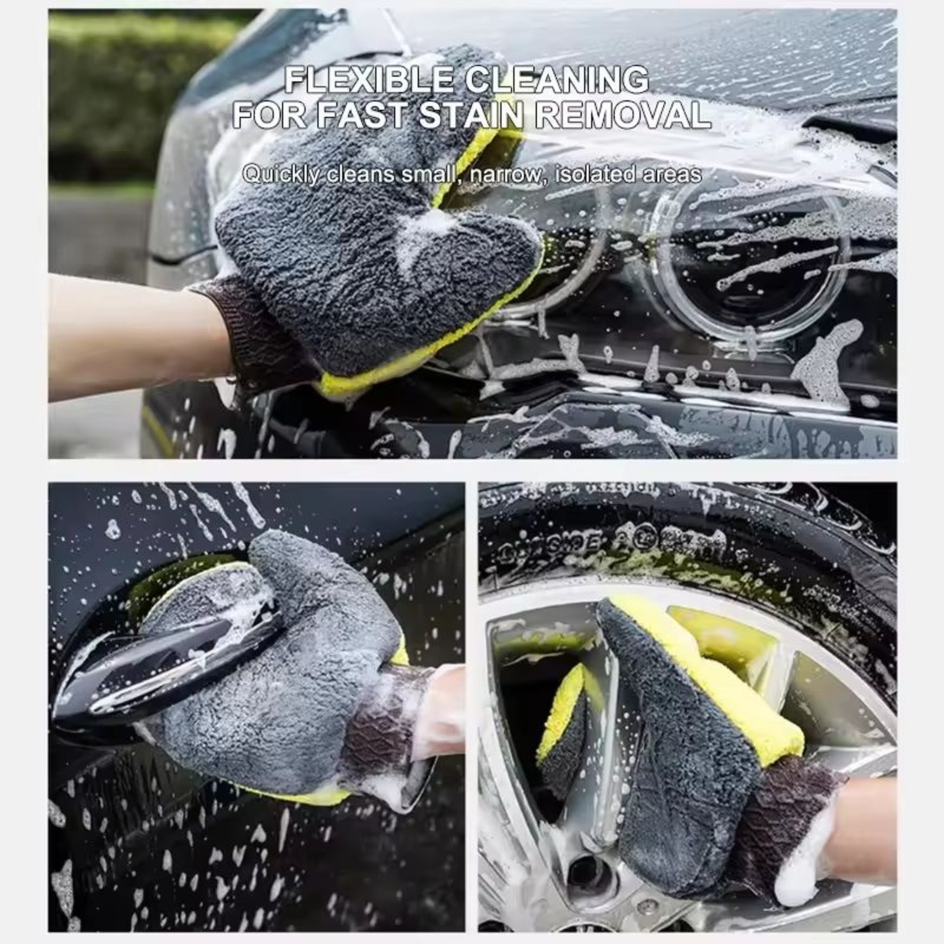 DoubleFaced Coral Fleece Car Wash Glove  Auto Cleaning Mitt For Paint Window And Glass Care 3