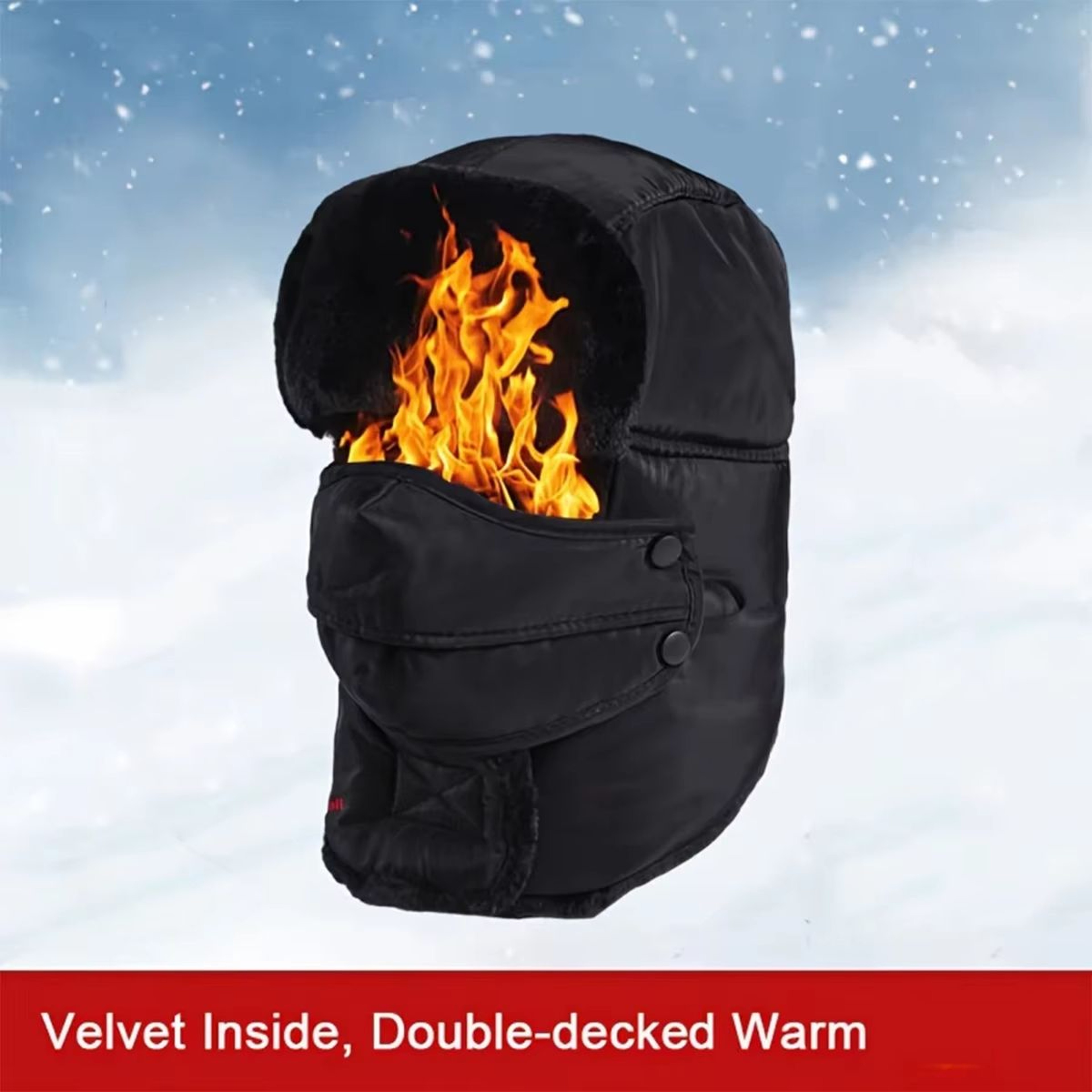 Windproof Warm Russian Trapper Bomber Hat  Unisex Thermal Winter Ski And Snow Cap 0