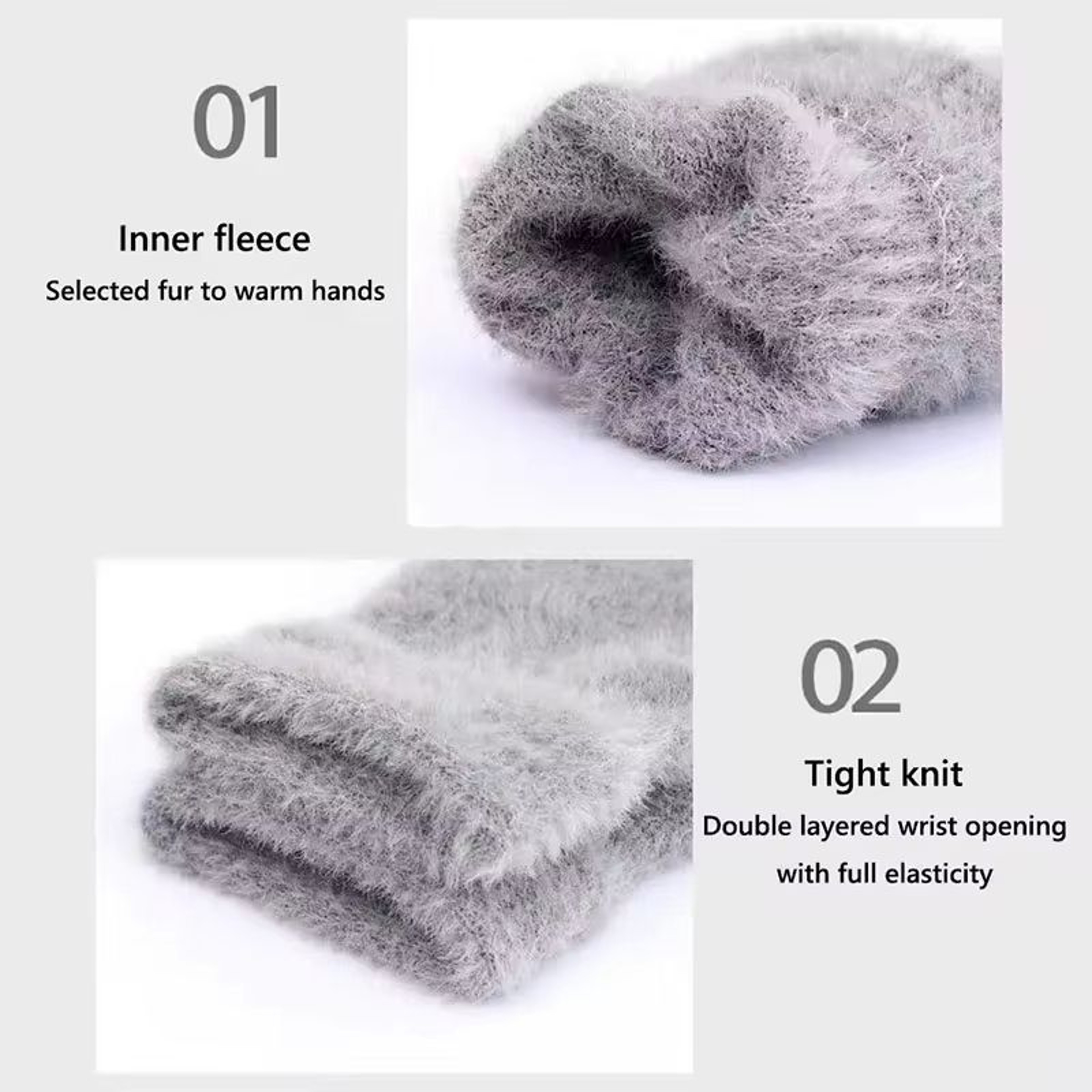 Winter Warmth Fingerless Mink Fur Knitted Gloves  TouchScreen Outdoors Warmth ColdProof Mittens For 2