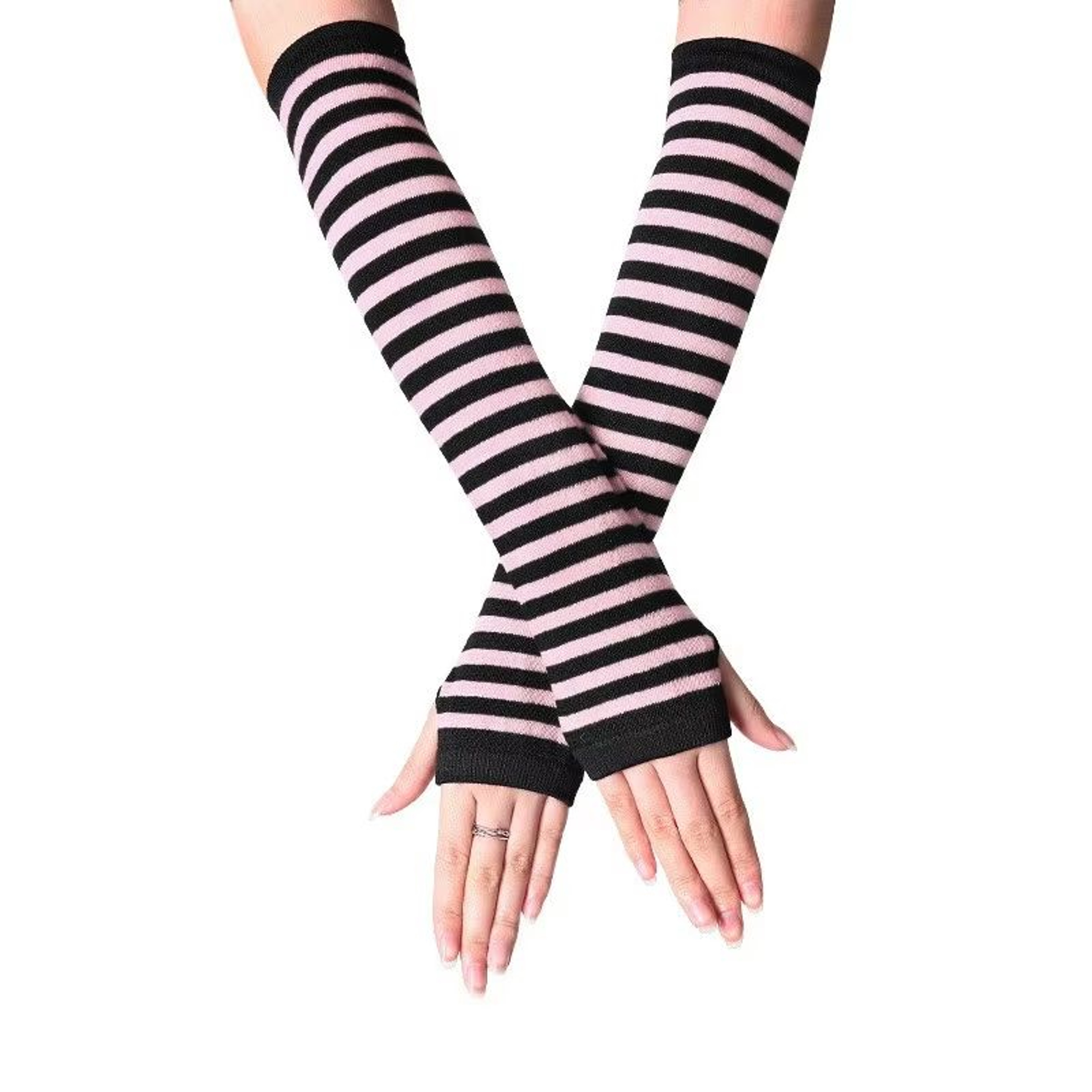 Winter Warm Long Sleeves Fingerless Knitted Gloves For Men  Women  Elastic HipHop Elbow Mittens Out 9