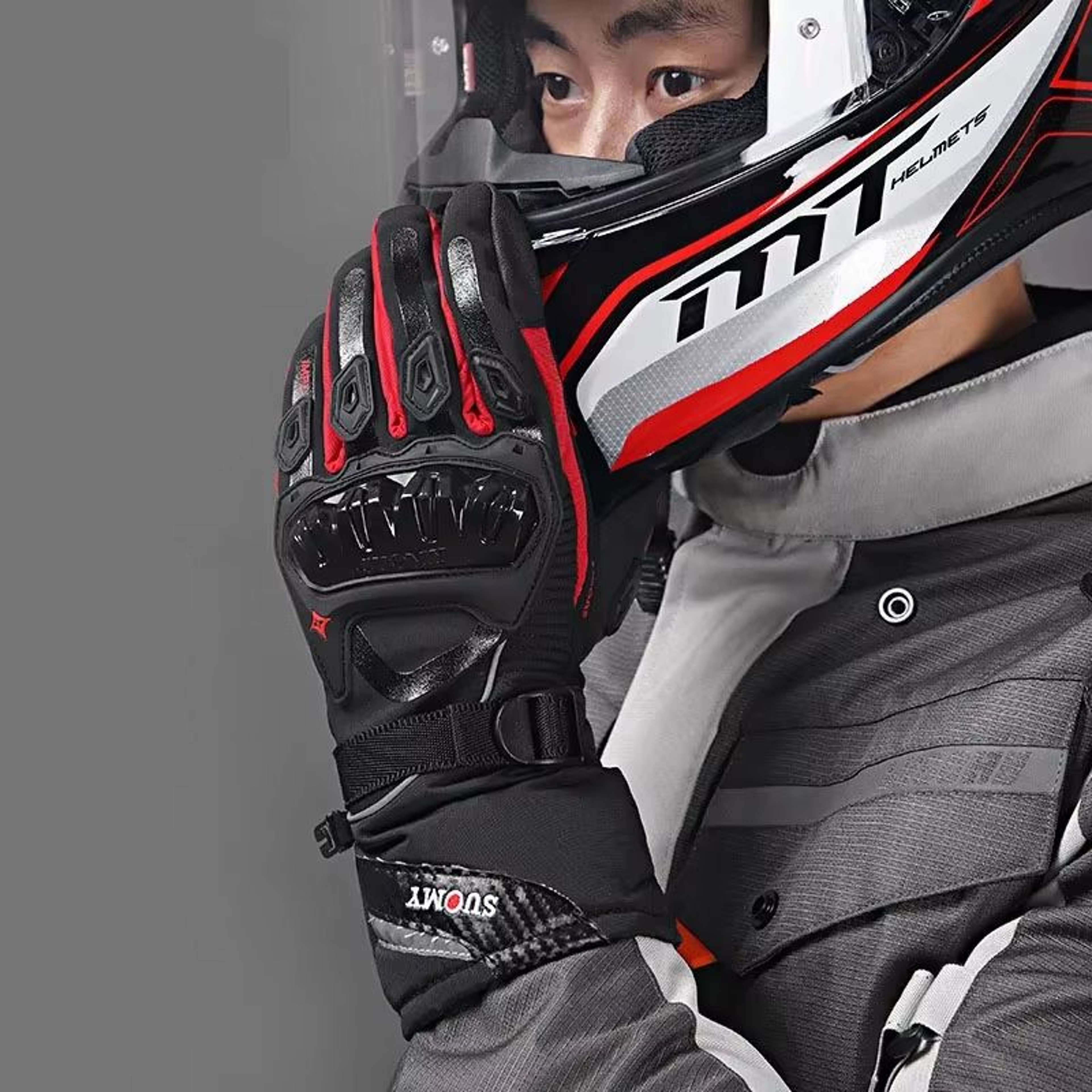 Windproof Leather Motorcycle Gloves  Touch Screen Compatible Motocross  Motorbike Riding Gloves For 5