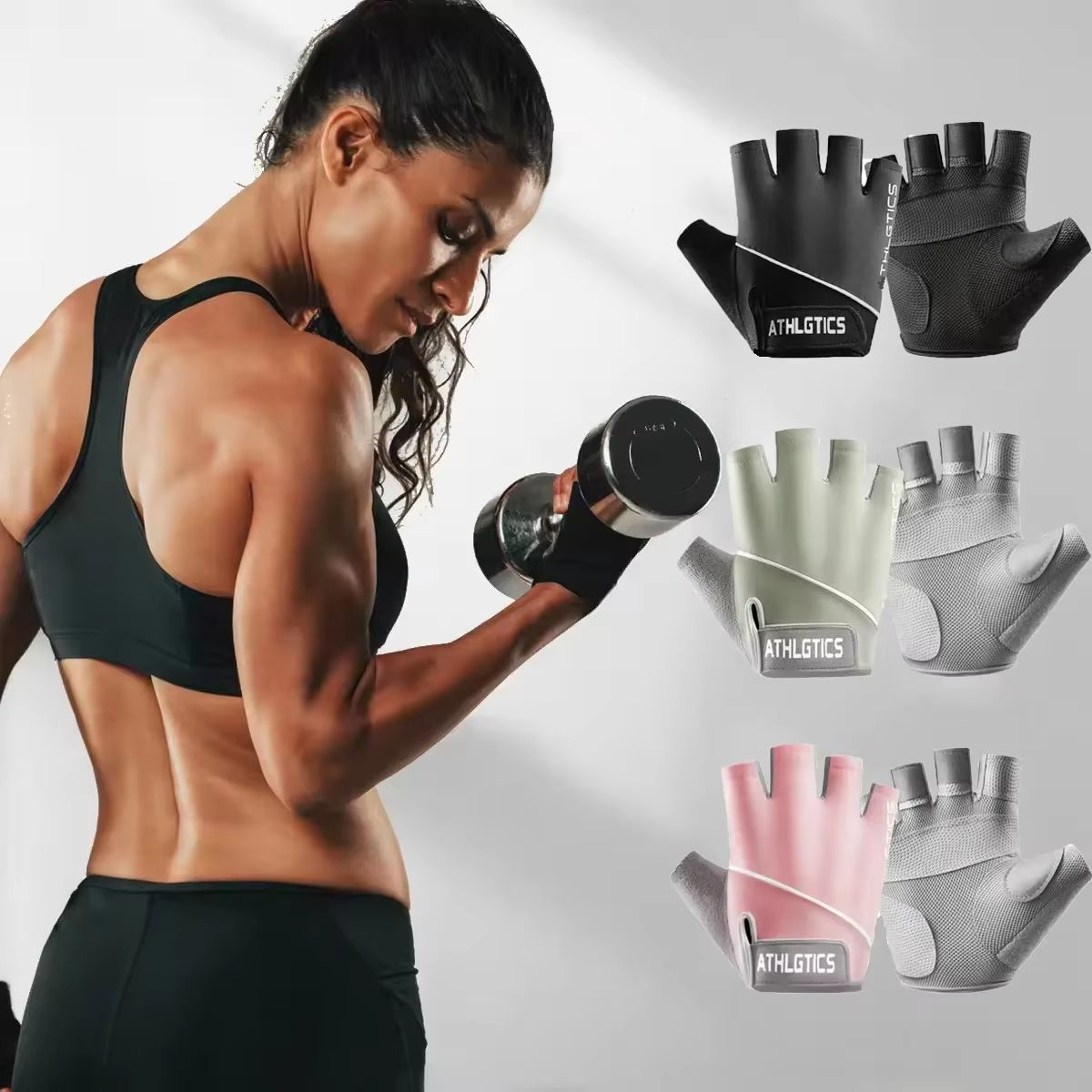 AntiSlip Fingerless Gym Gloves  ShockAbsorbing Breathable Sports Gloves For Training Weight Lifting 0