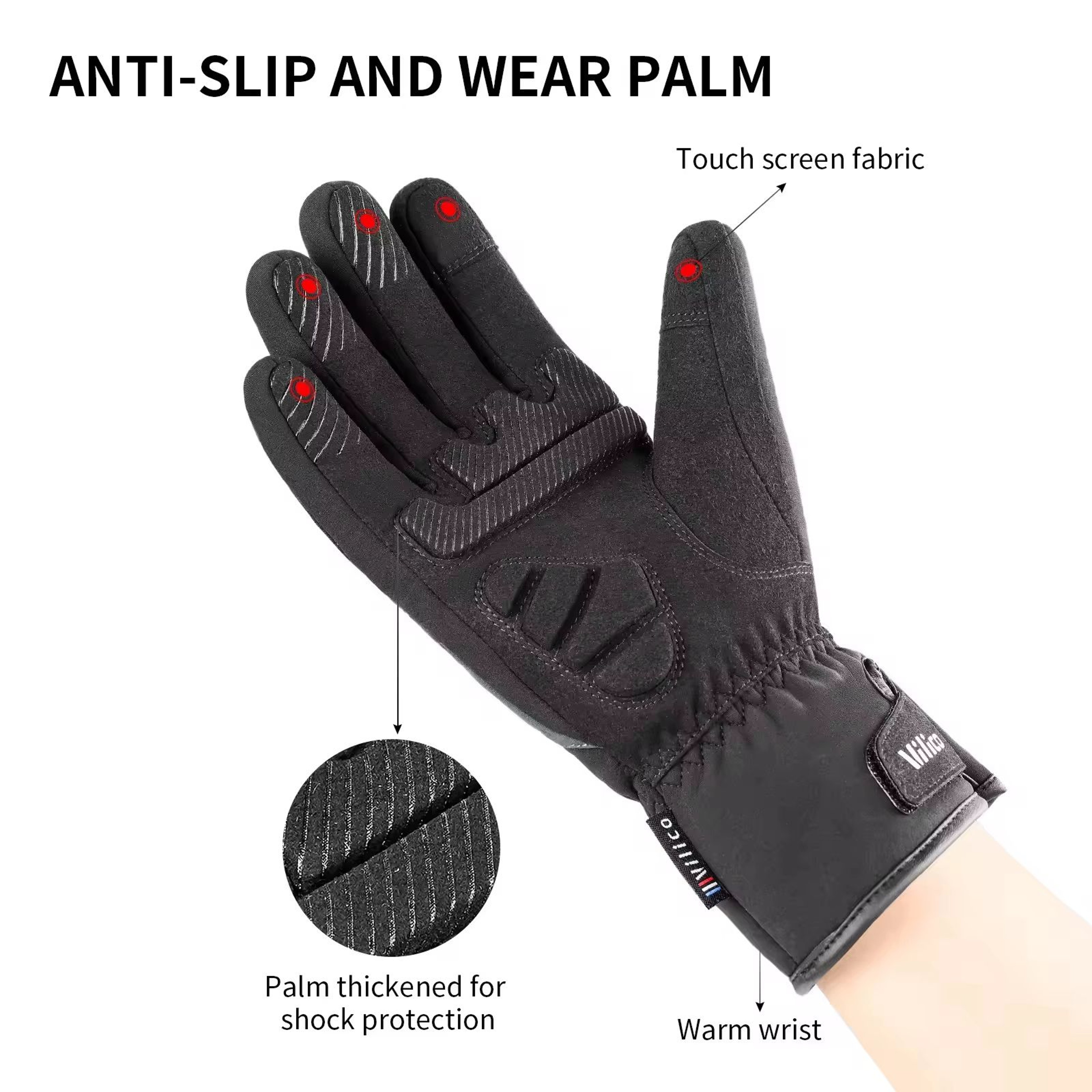 Black Waterproof Winter Fleece Gloves  Full Waterproof TouchScreen Cycling Motorbike Running  Skiin 3