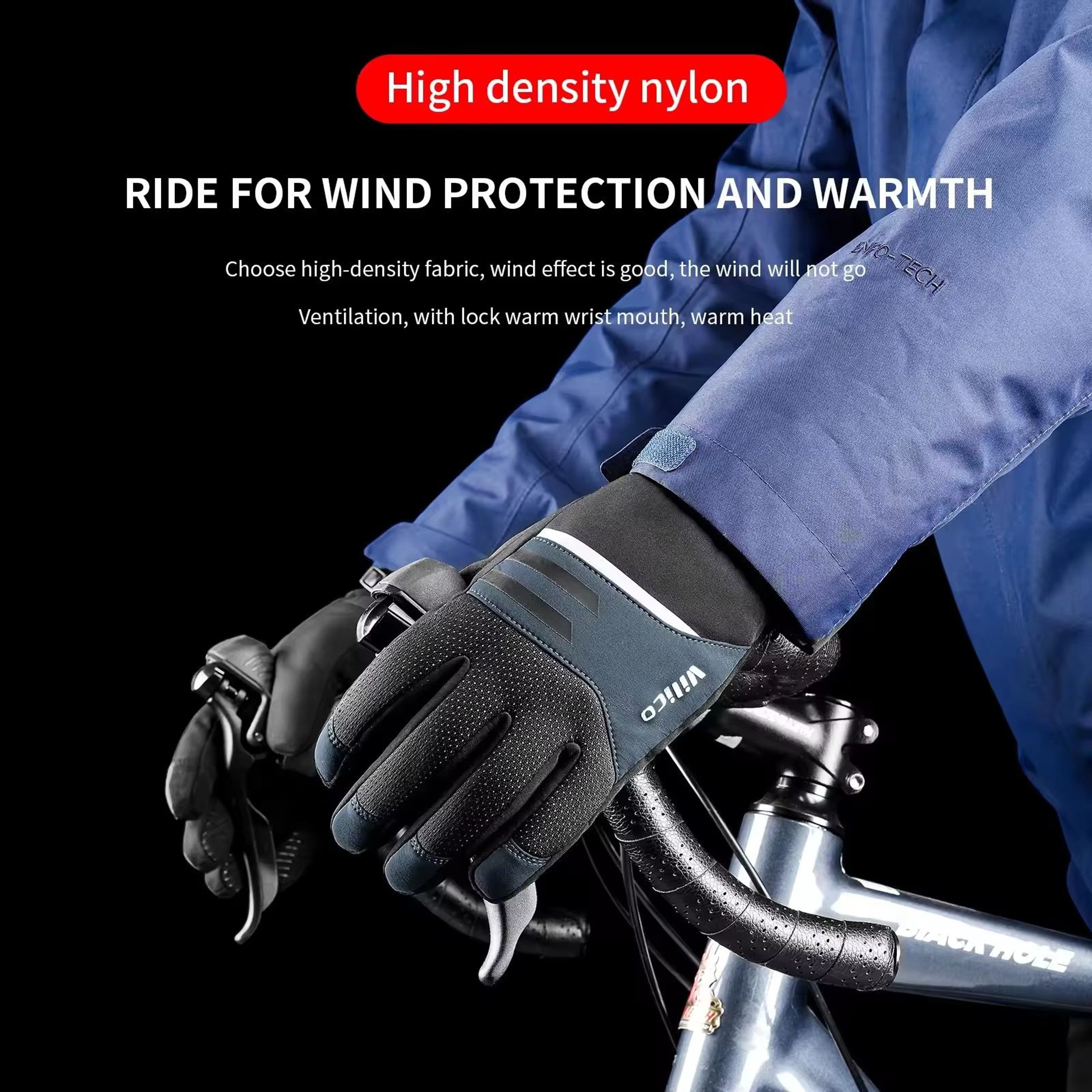Black Waterproof Winter Fleece Gloves  Full Waterproof TouchScreen Cycling Motorbike Running  Skiin 5