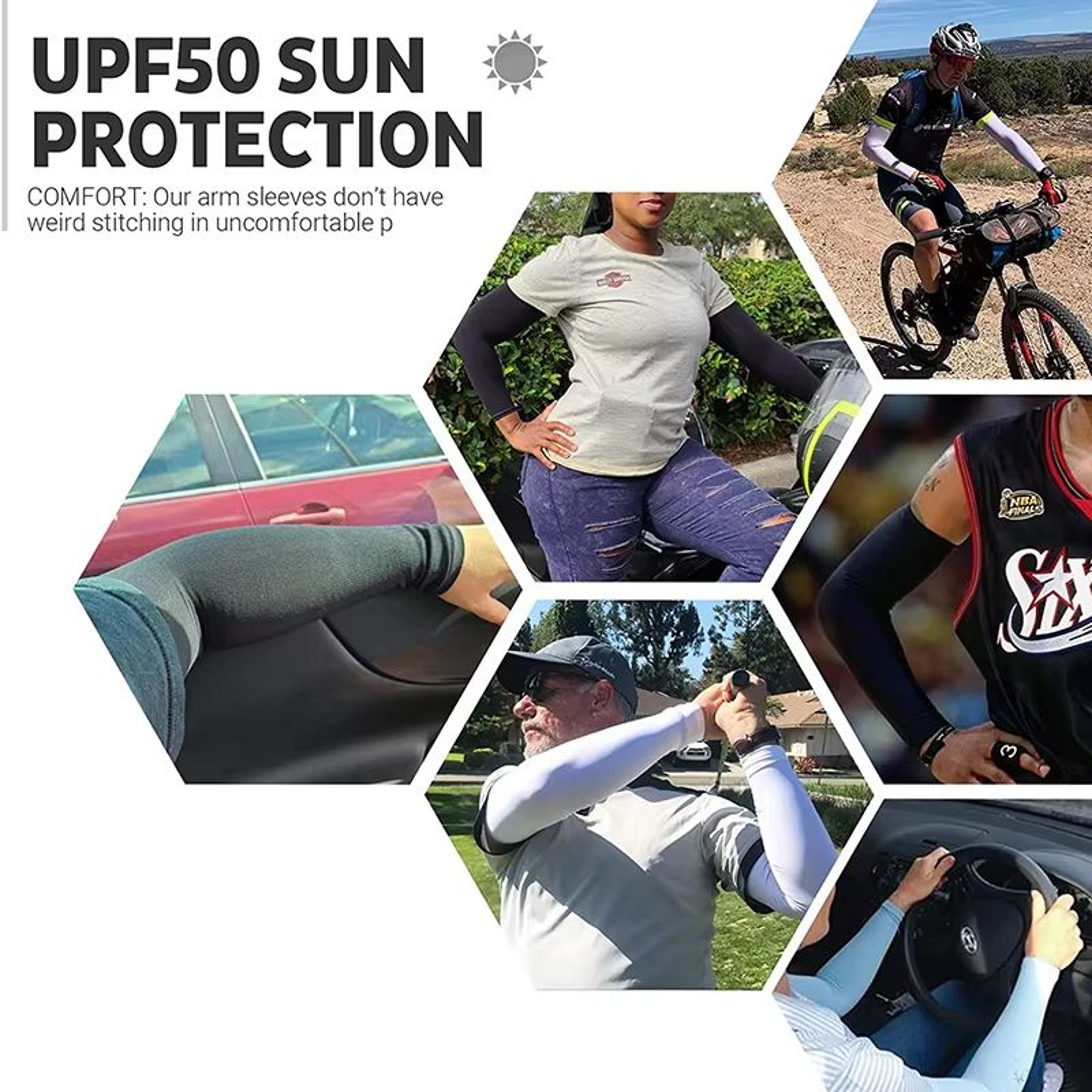 UV Sun Protection Outdoor Cycling Arm Sleeves  Cool Elastic AntiSlip Sports Arm Covers For Men And  4