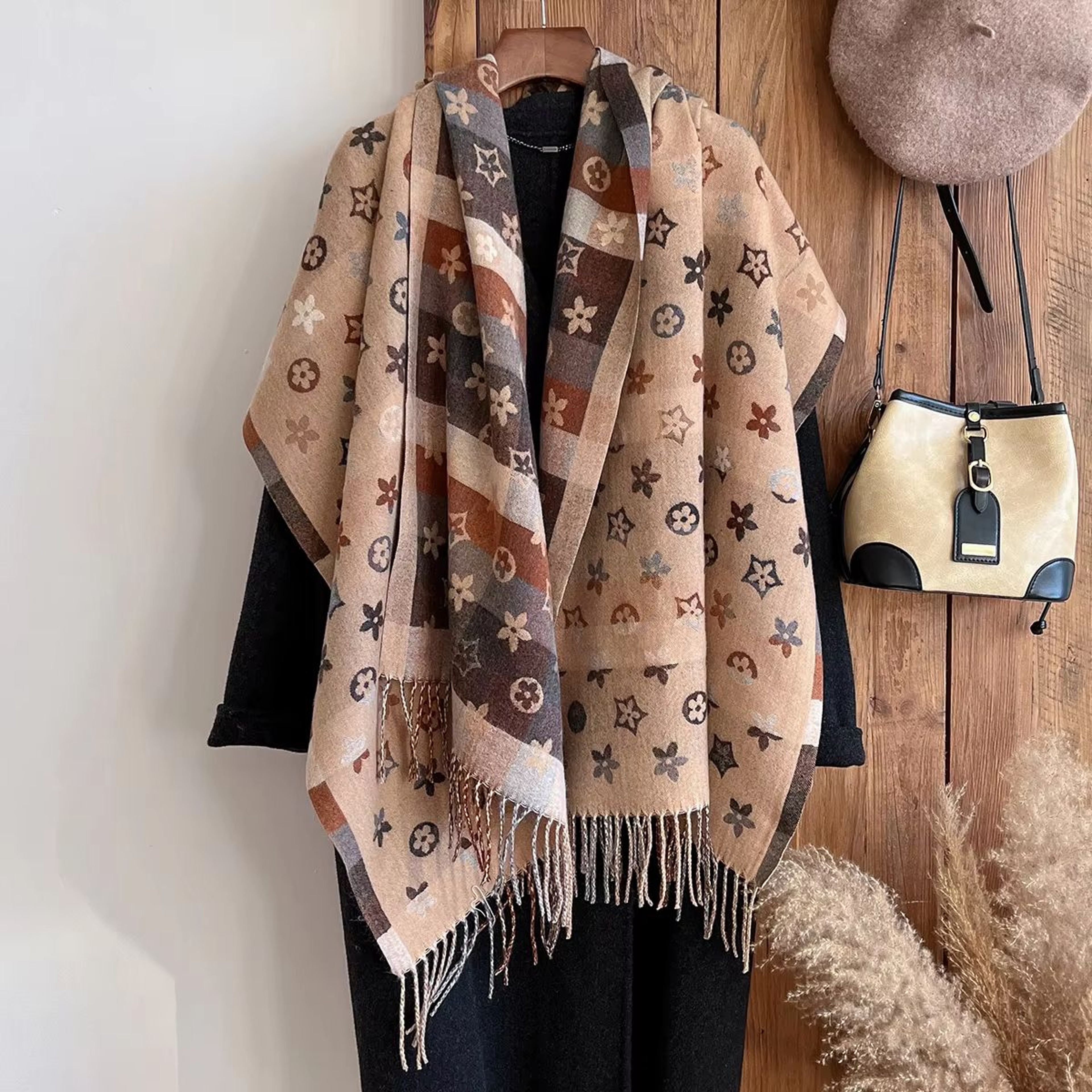 National Style Cashmere Winter Scarf For Women  Thick Pashmina Shawl Wrap Blanket Foulard Bandana 11